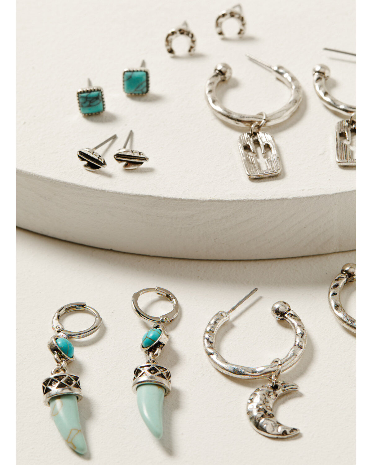 Shyanne Women's Moon & Cactus Turquoise Stone Earrings Set - 6-Piece