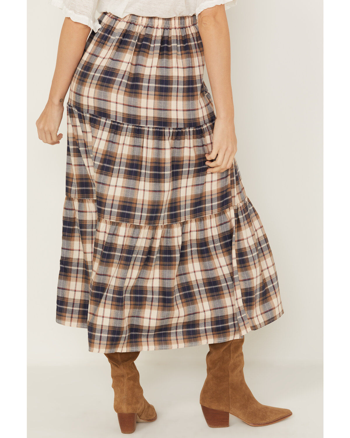 Cleo + Wolf Women's Plaid Print Button Front Midi Skirt