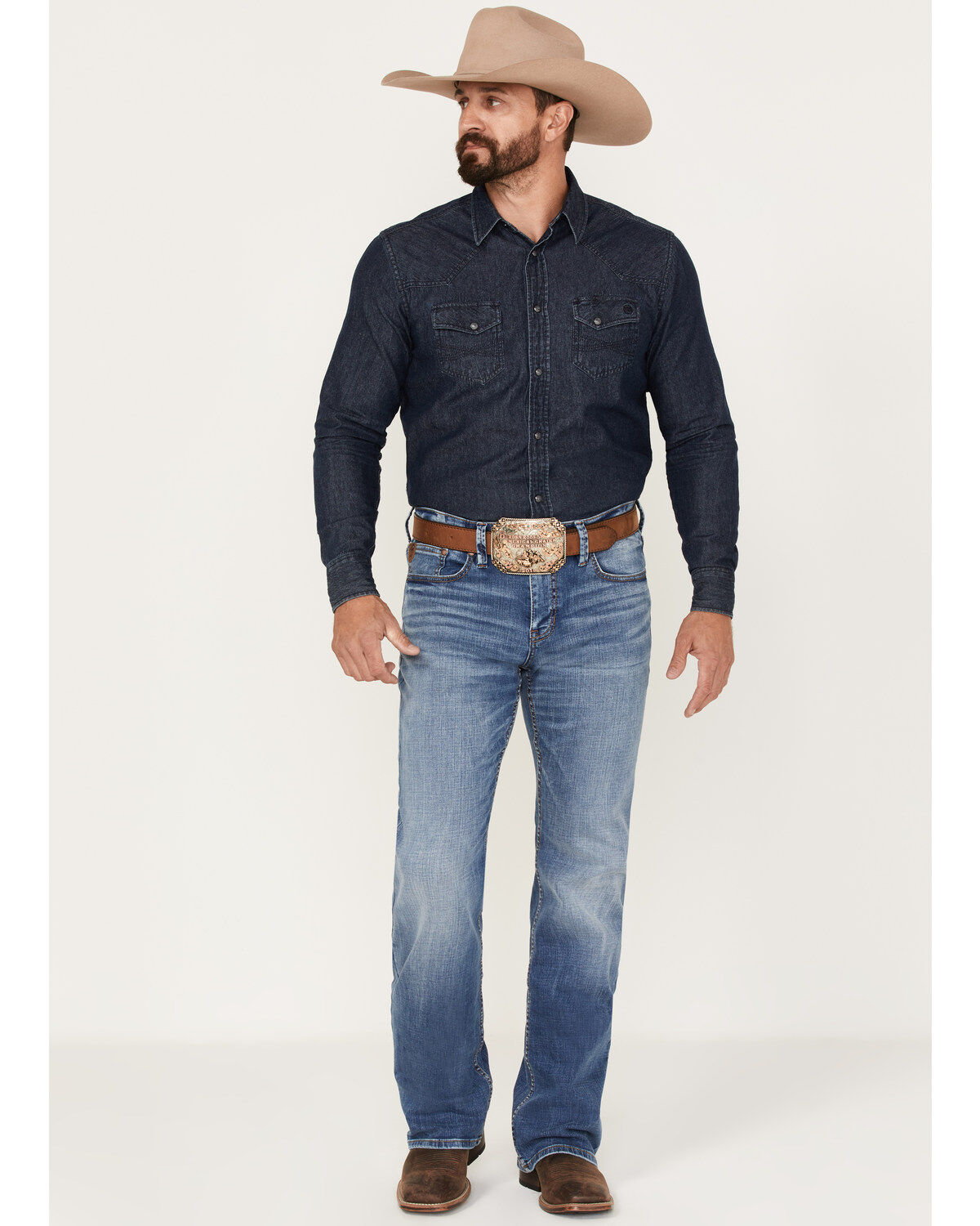 Moonshine Spirit Men's Good Times Wash Stretch Slim Bootcut Jeans