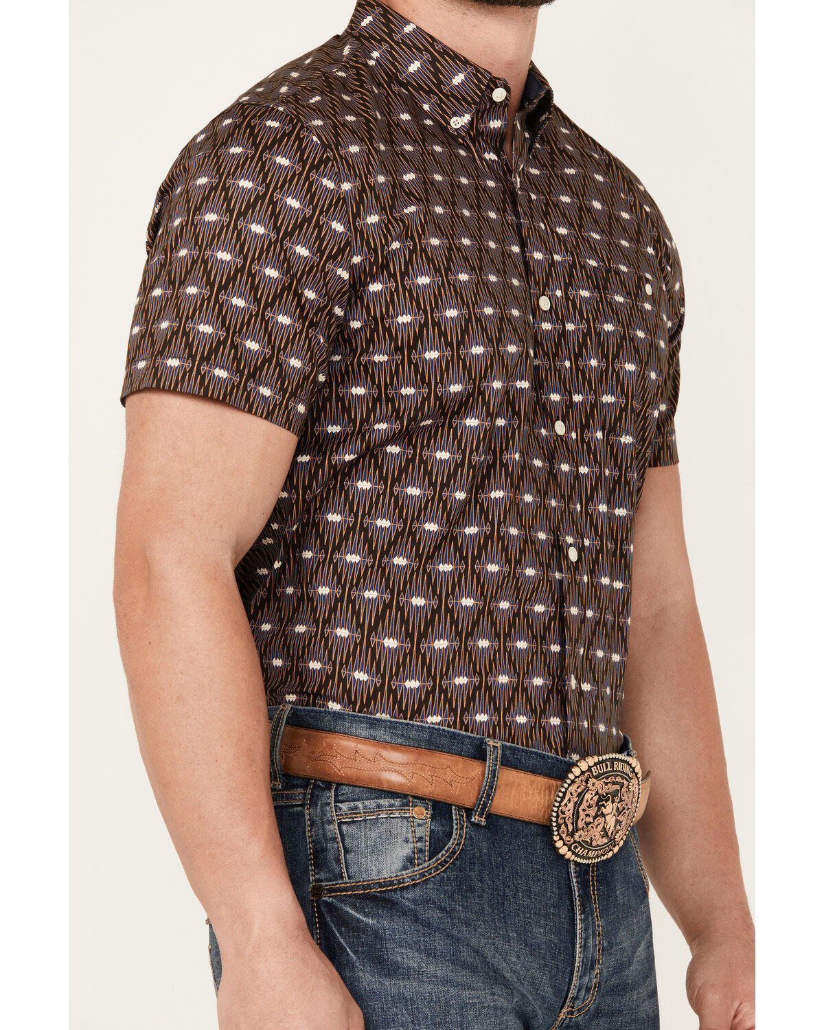 RANK 45&reg; Men's Asscher Geo Print Short Sleeve Button-Down Western Shirt