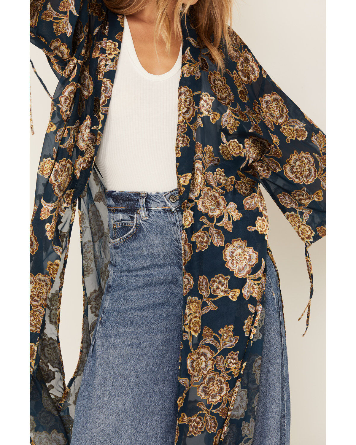 Shyanne Women's Burnout Floral Print Kimono