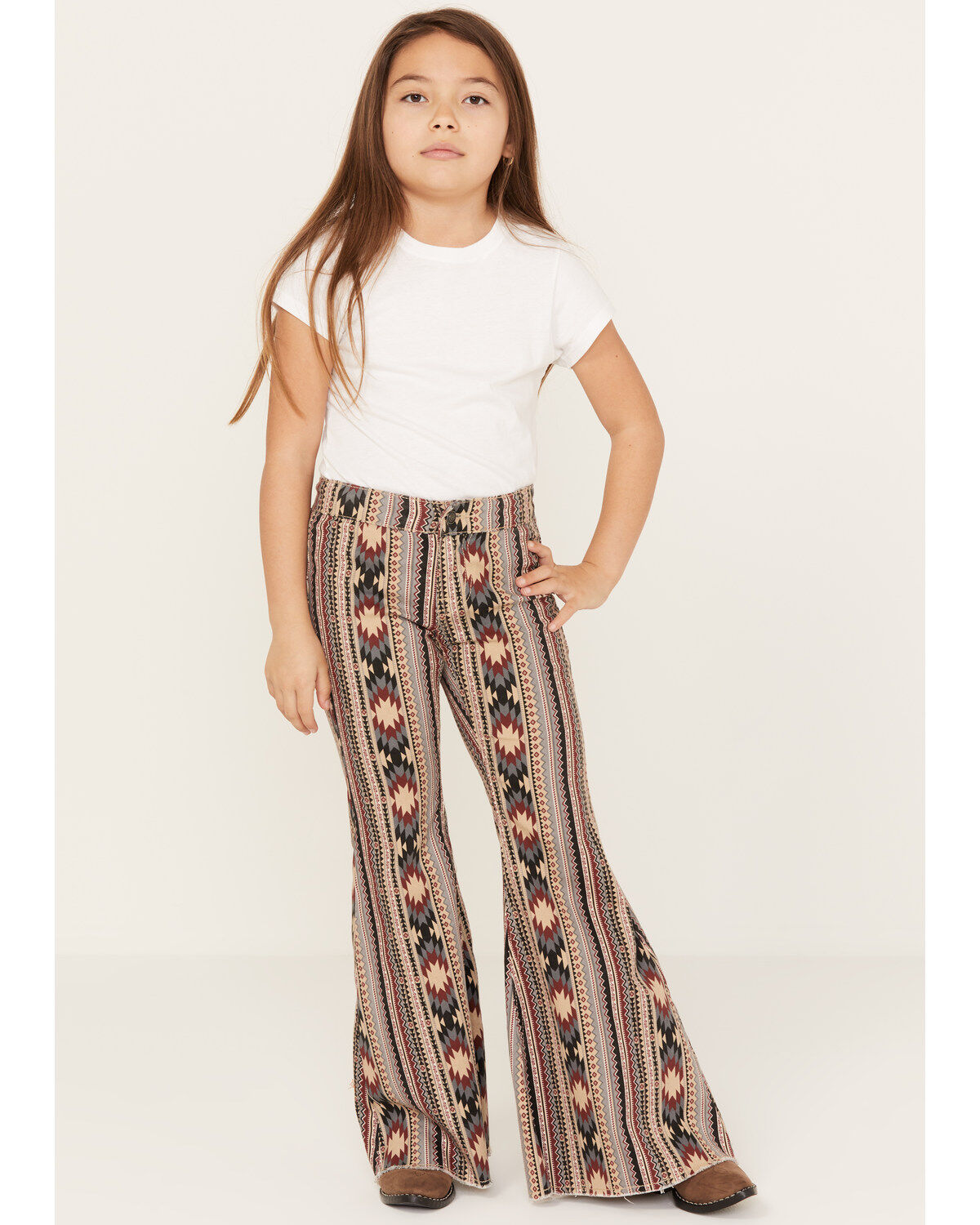 Rock & Roll Denim Girls' Southwestern Stripe Print Flare Jeans