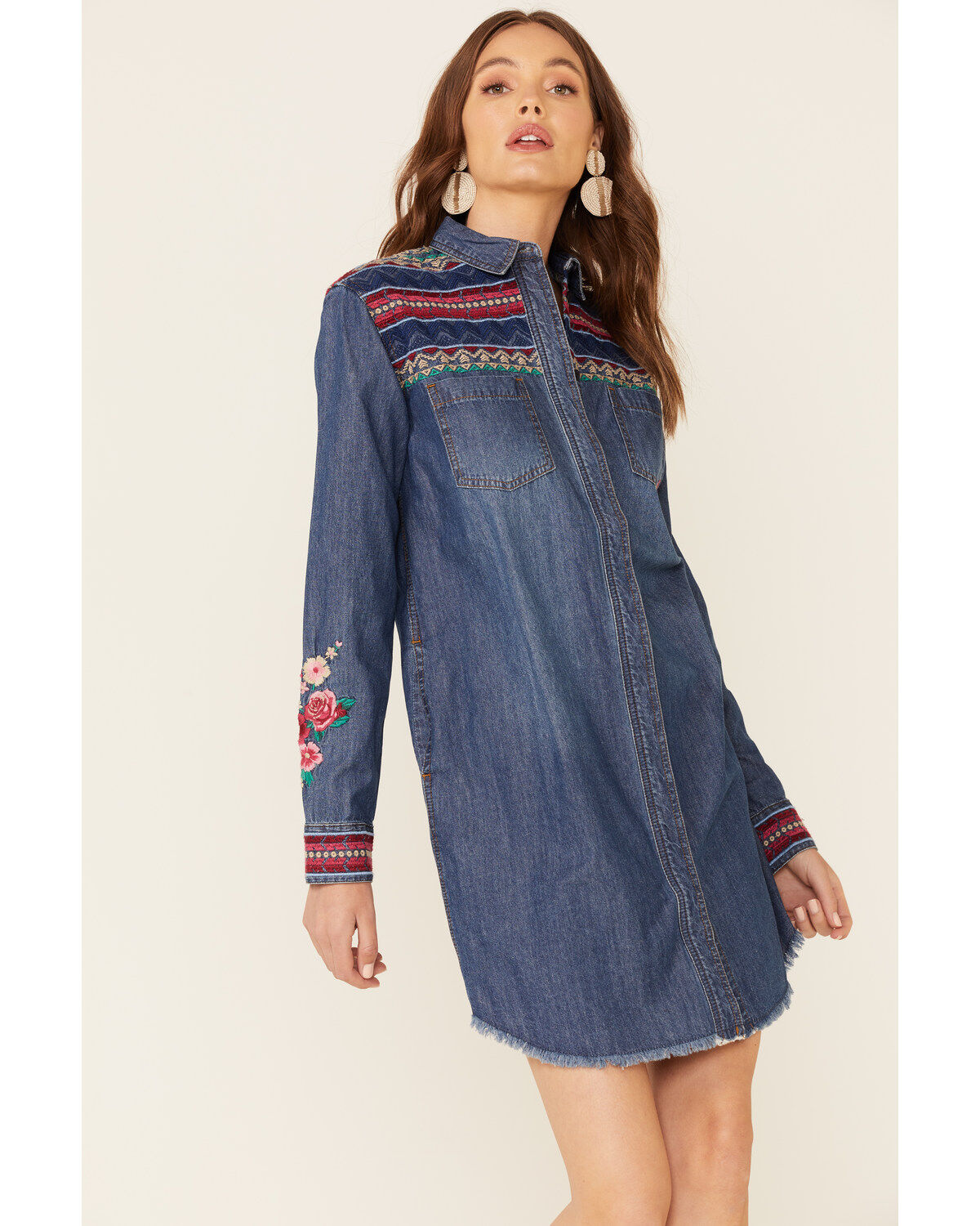 Stetson Women's Denim Southwestern Stripe Mini Dress