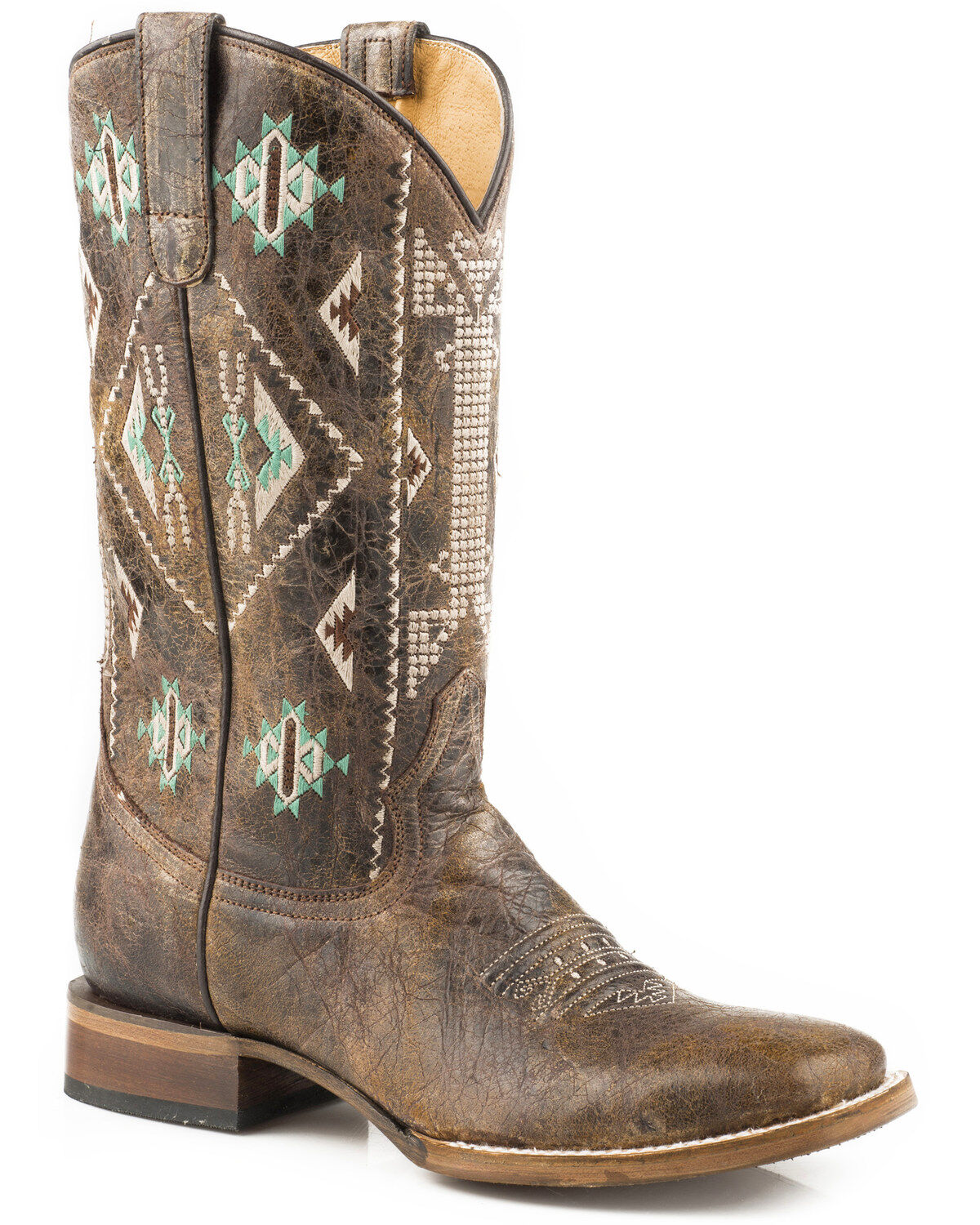 Roper Women's Out West Southwestern Embroidered Western Boots - Broad Square Toe