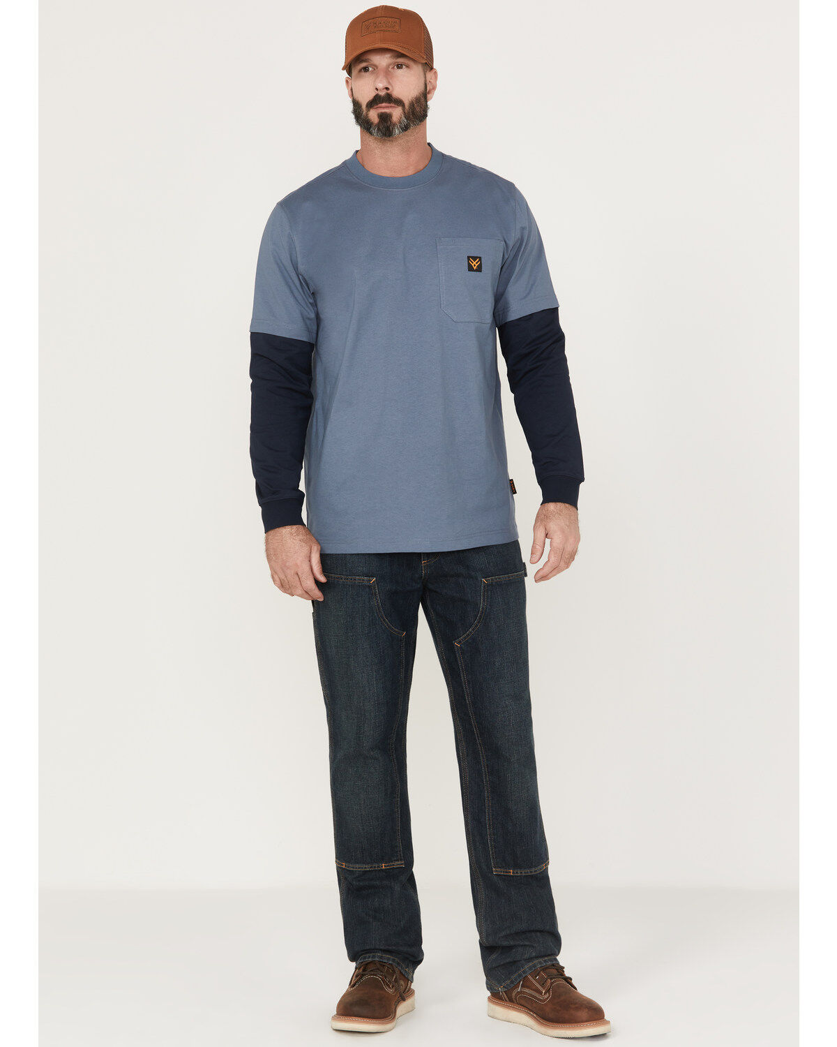 Hawx Men's Layered Pocket Twofer Sleeve Work T-Shirt