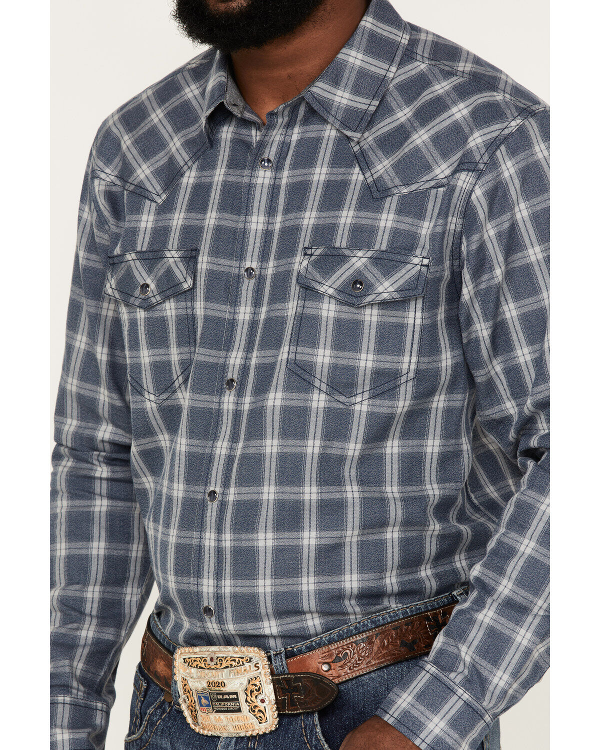 Cody James Men's Lingo Plaid Print Long Sleeve Snap Western Shirt