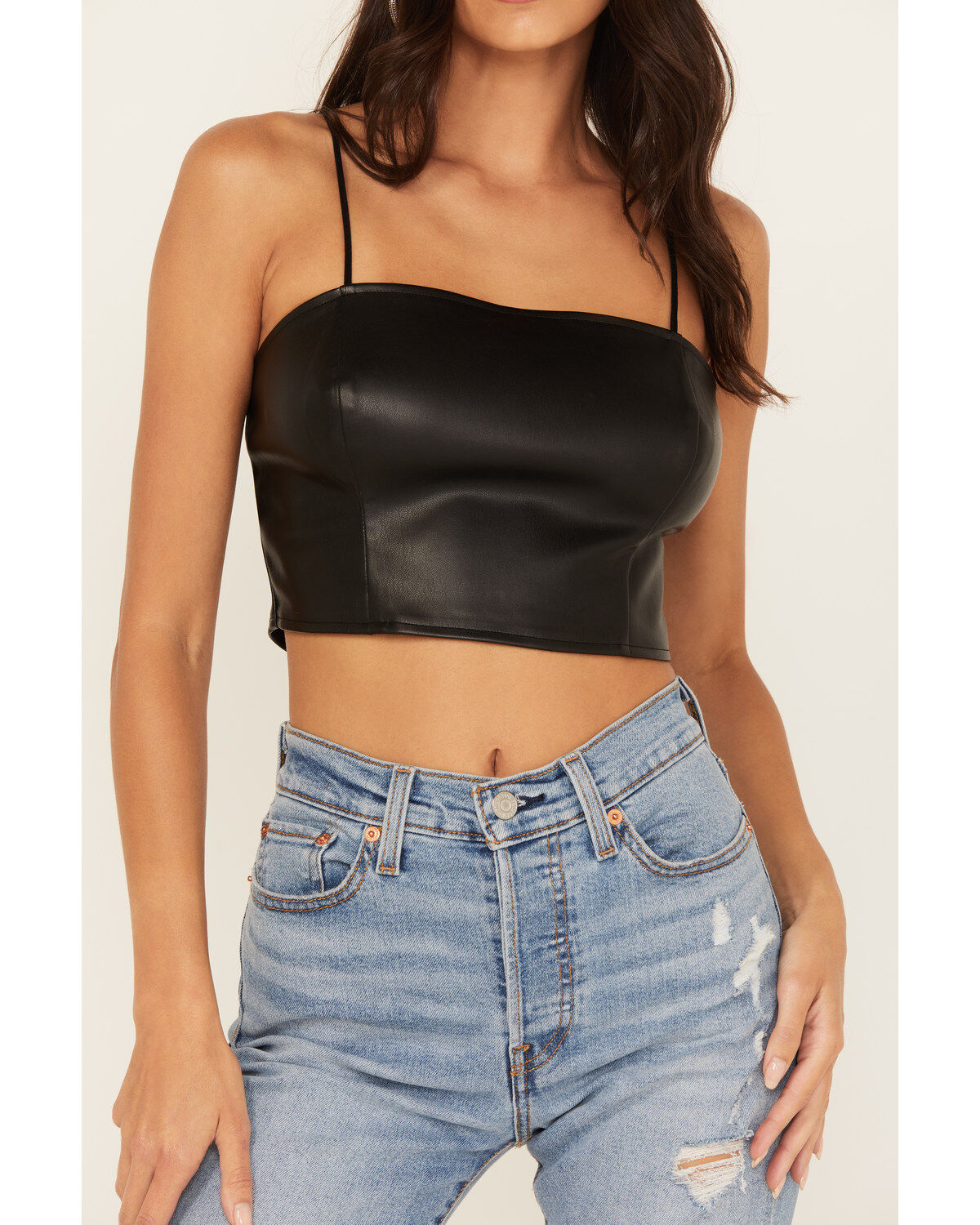 Beyond The Radar Women's Faux Leather Cropped Tank
