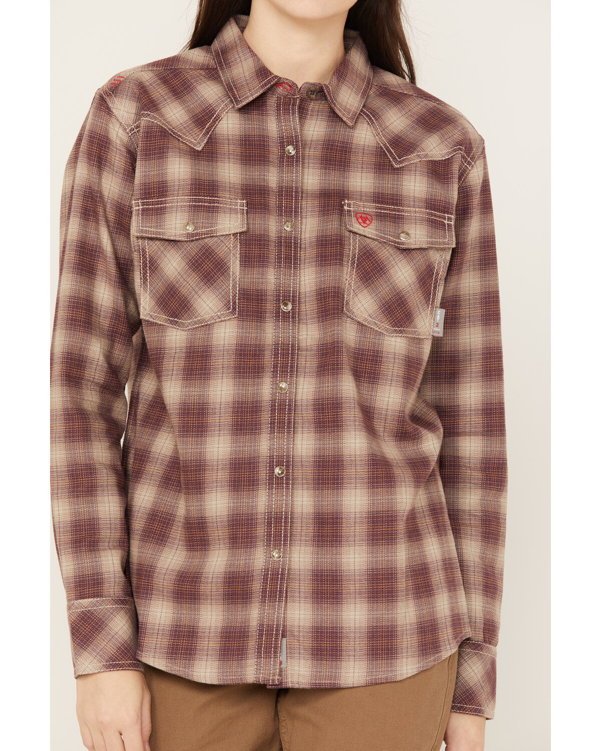 Ariat Women's Oakley FR Long Sleeve Plaid Print Snap Work Shirt