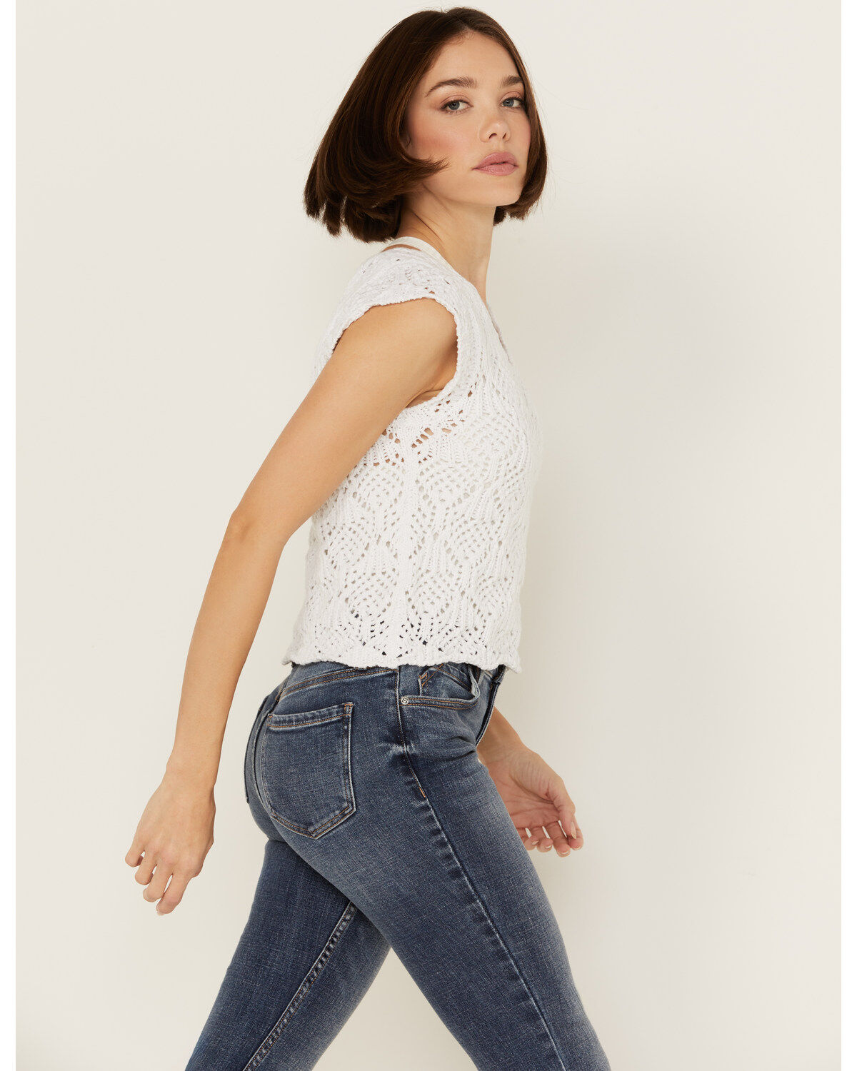 Revel Women's Sleeveless Crochet Tank Top