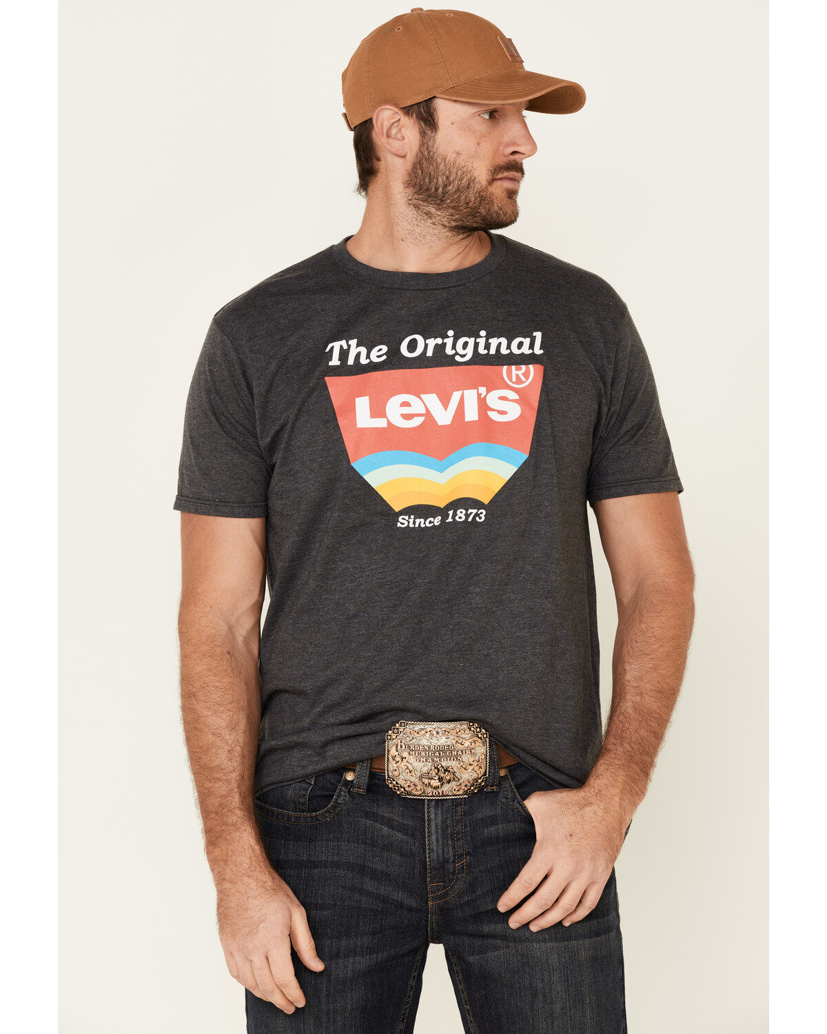 Levi's Men's Charcoal Heather Original Logo Graphic T-Shirt