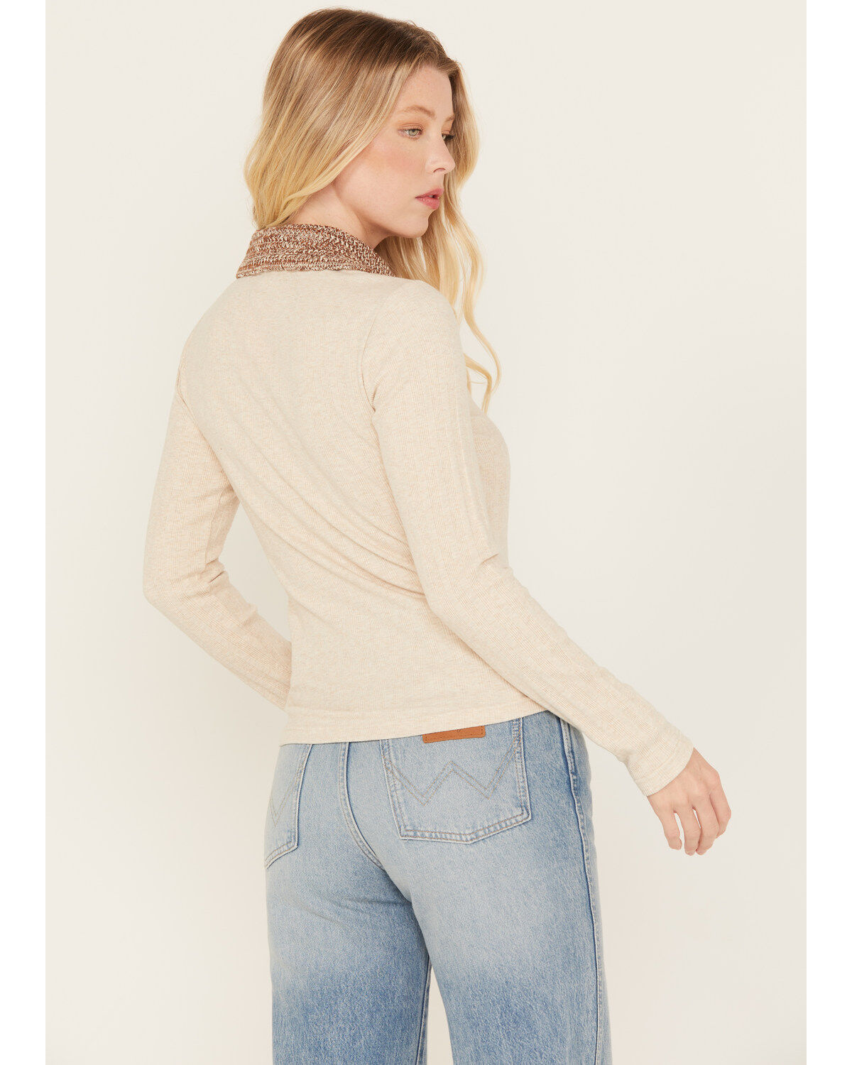 Shyanne Women's Crochet Collar Henley Shirt