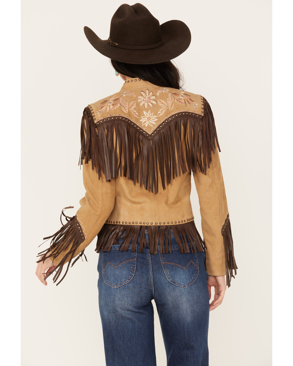 Shyanne Women's Embroidered Suede Fringe Jacket
