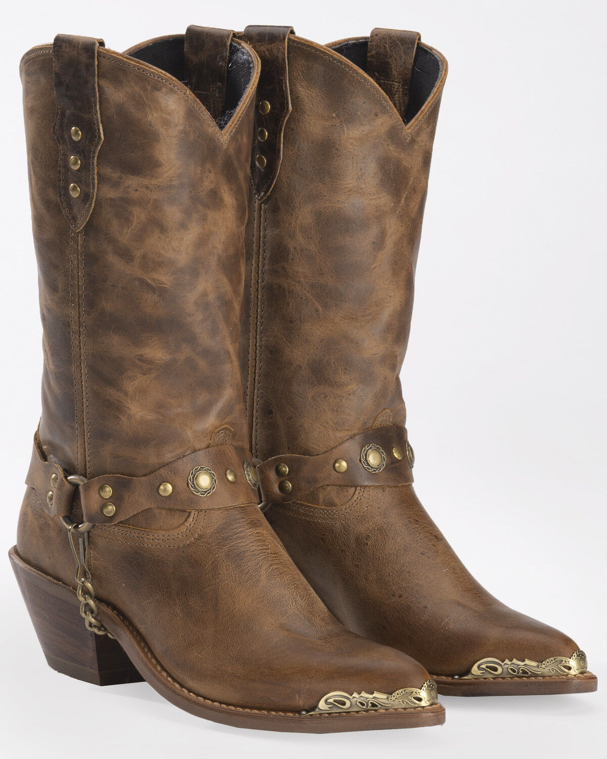 Abilene Women's Distressed Harness Western Boots - Round Toe