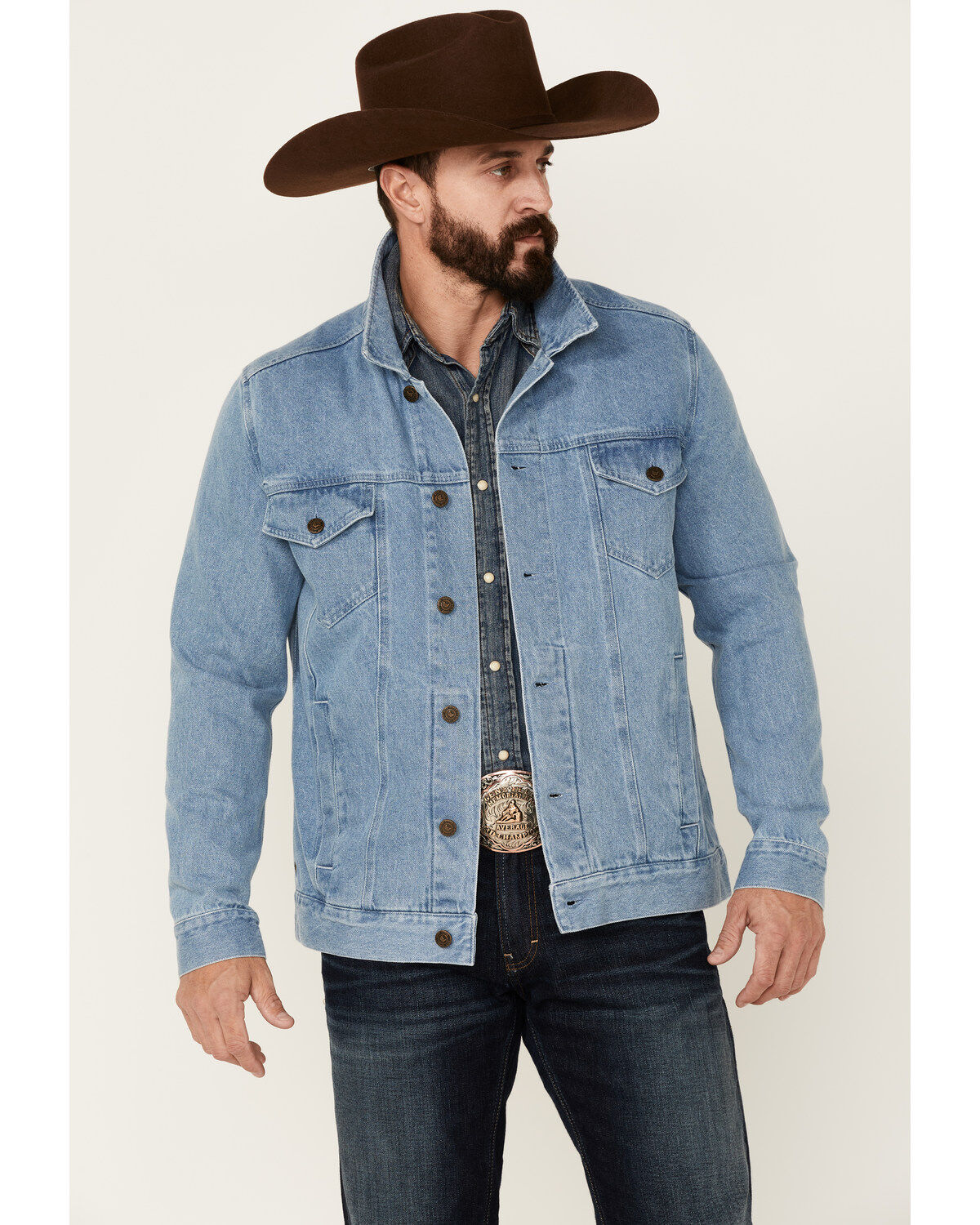 Cody James Men's Coasting Light Wash Button-Front Unlined Denim Jacket