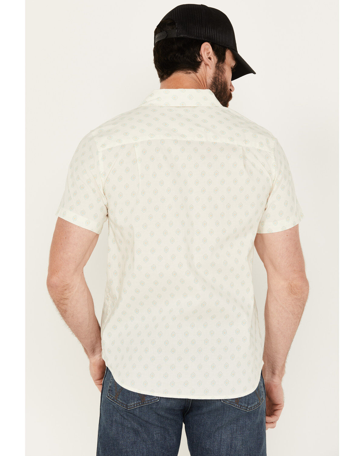 Brixton Men's Charter Geo Print Short Sleeve Button-Down Shirt