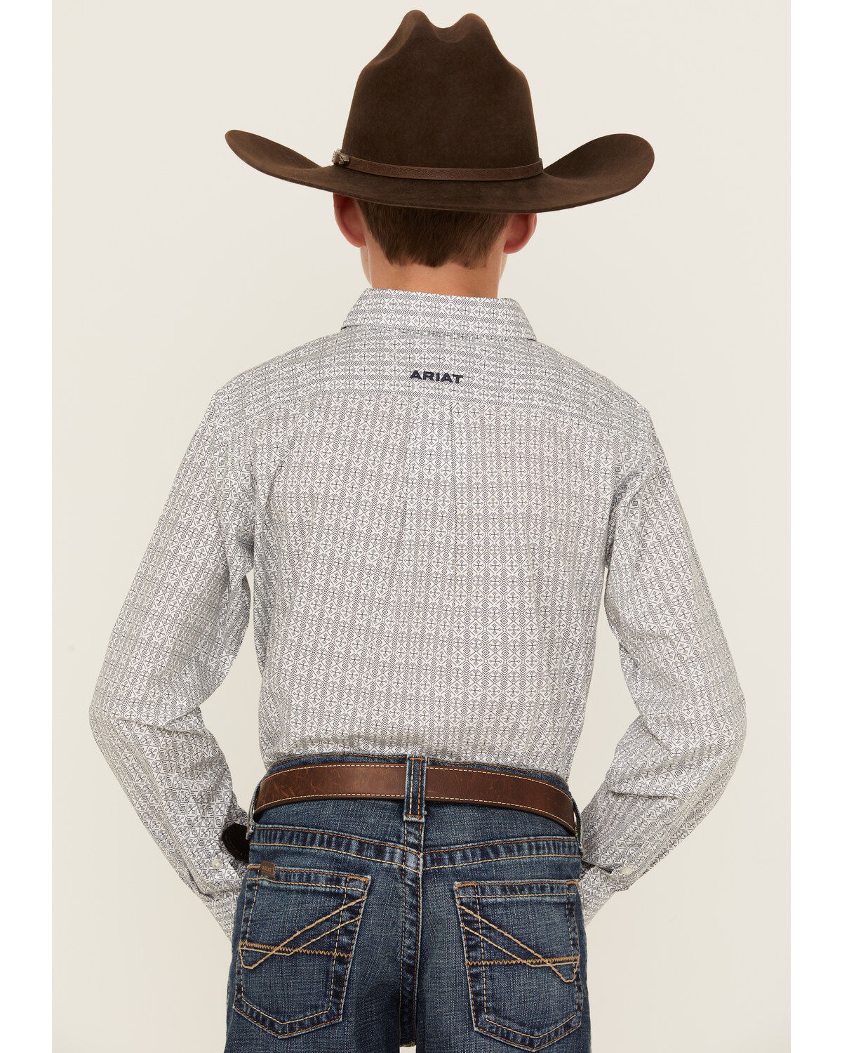 Ariat Boys' Classic Geo Print Long Sleeve Button-Down Western Shirt