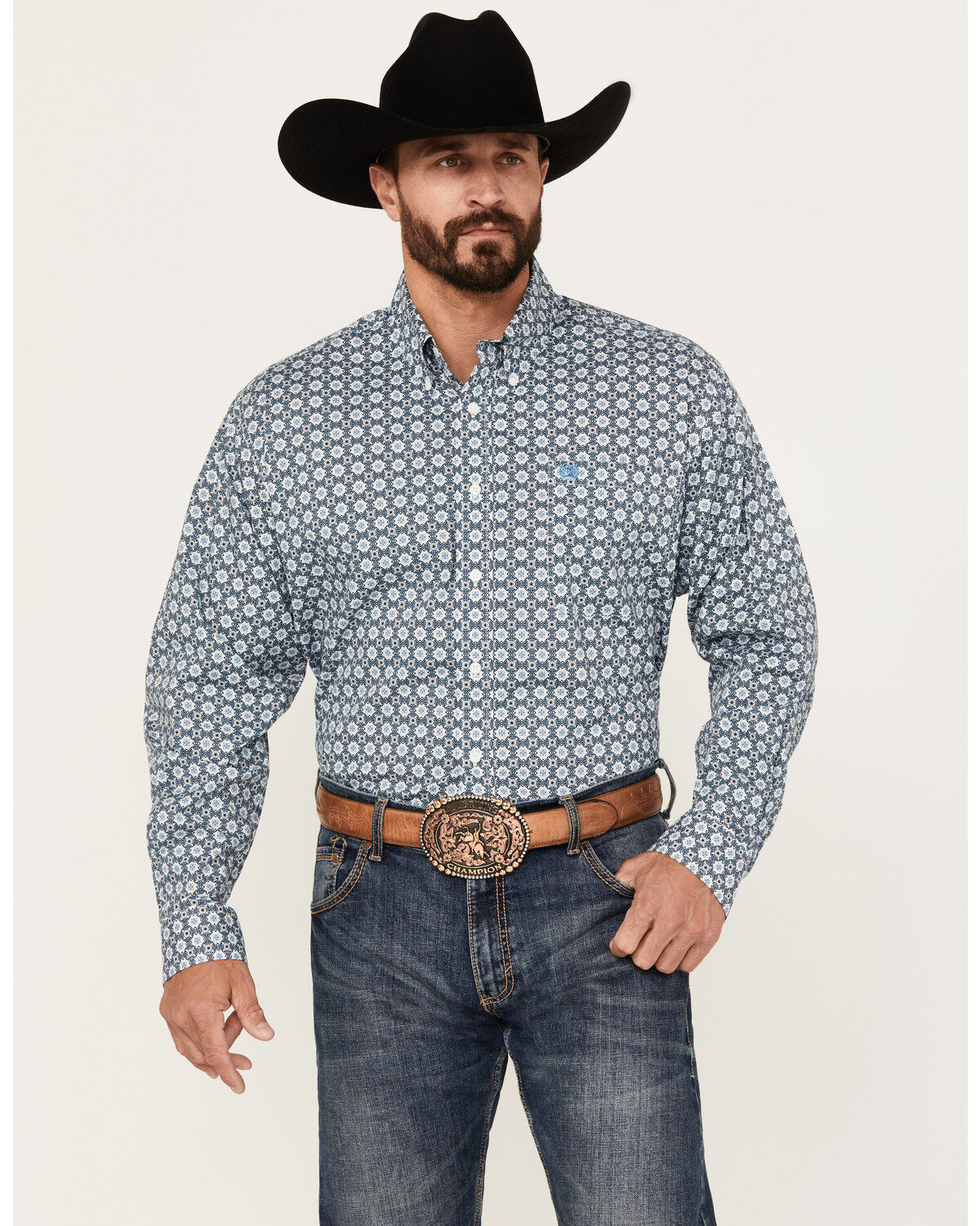 Cinch Men's Medallion Print Long Sleeve Button-Down Stretch Western Shirt