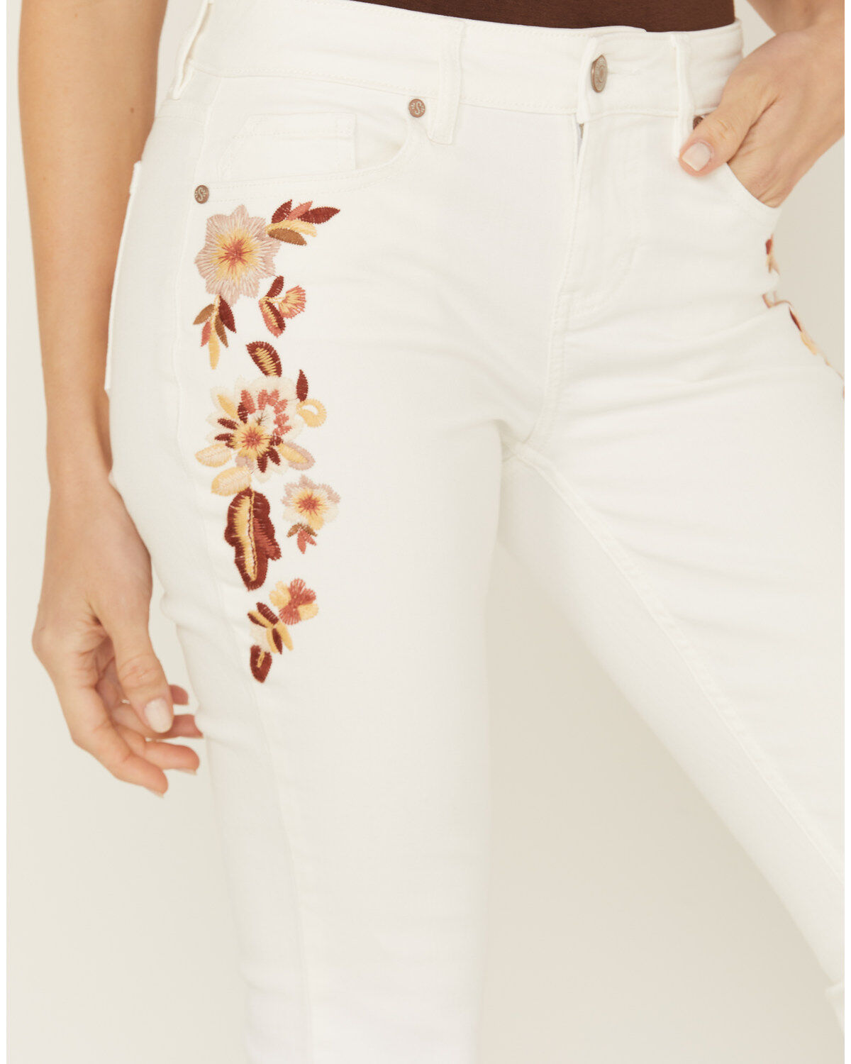 Shyanne Women's Payson Floral Embroidered Novelty Bootcut Comfort Stretch Denim Jeans