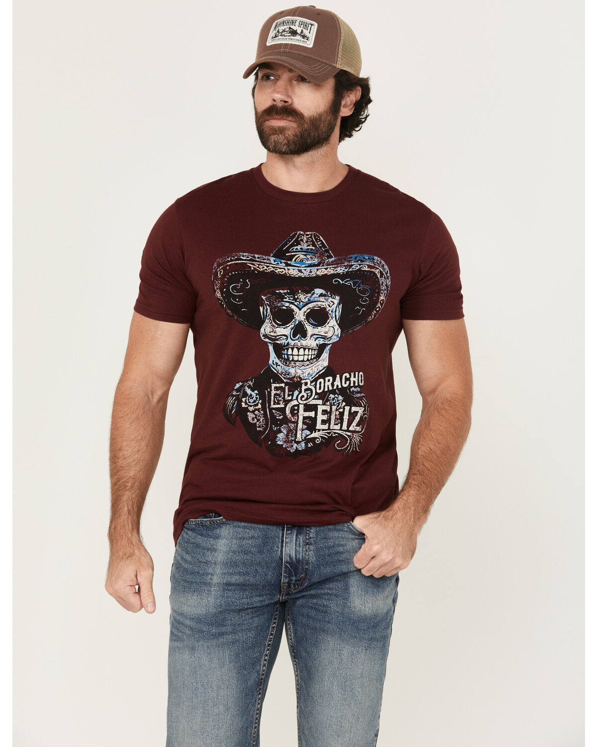 Moonshine Spirit Men's Boracho Feliz Mariachi Short Sleeve Graphic T-Shirt