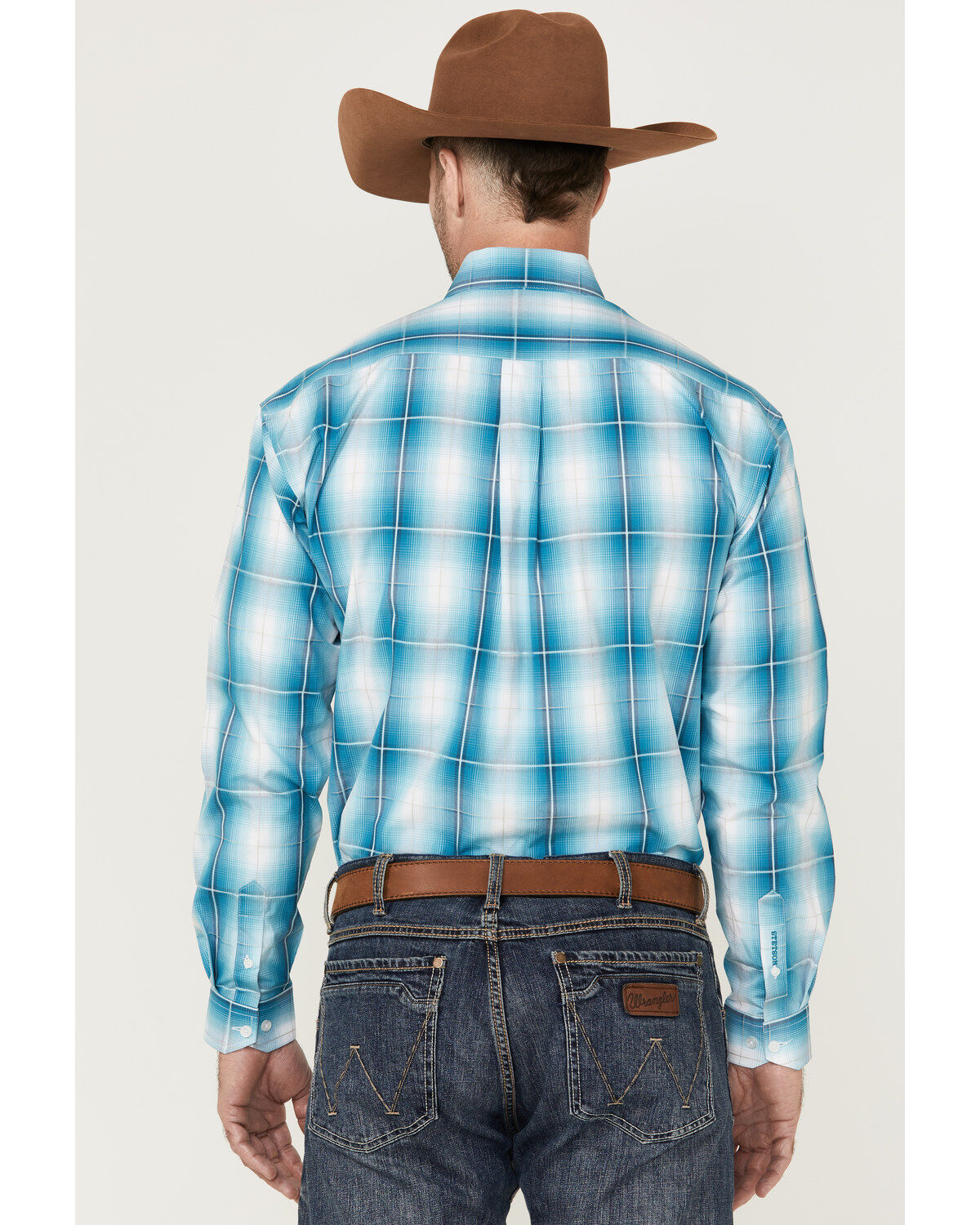 Stetson Men's Large Ombre Plaid Print Long Sleeve Button Down Western Shirt