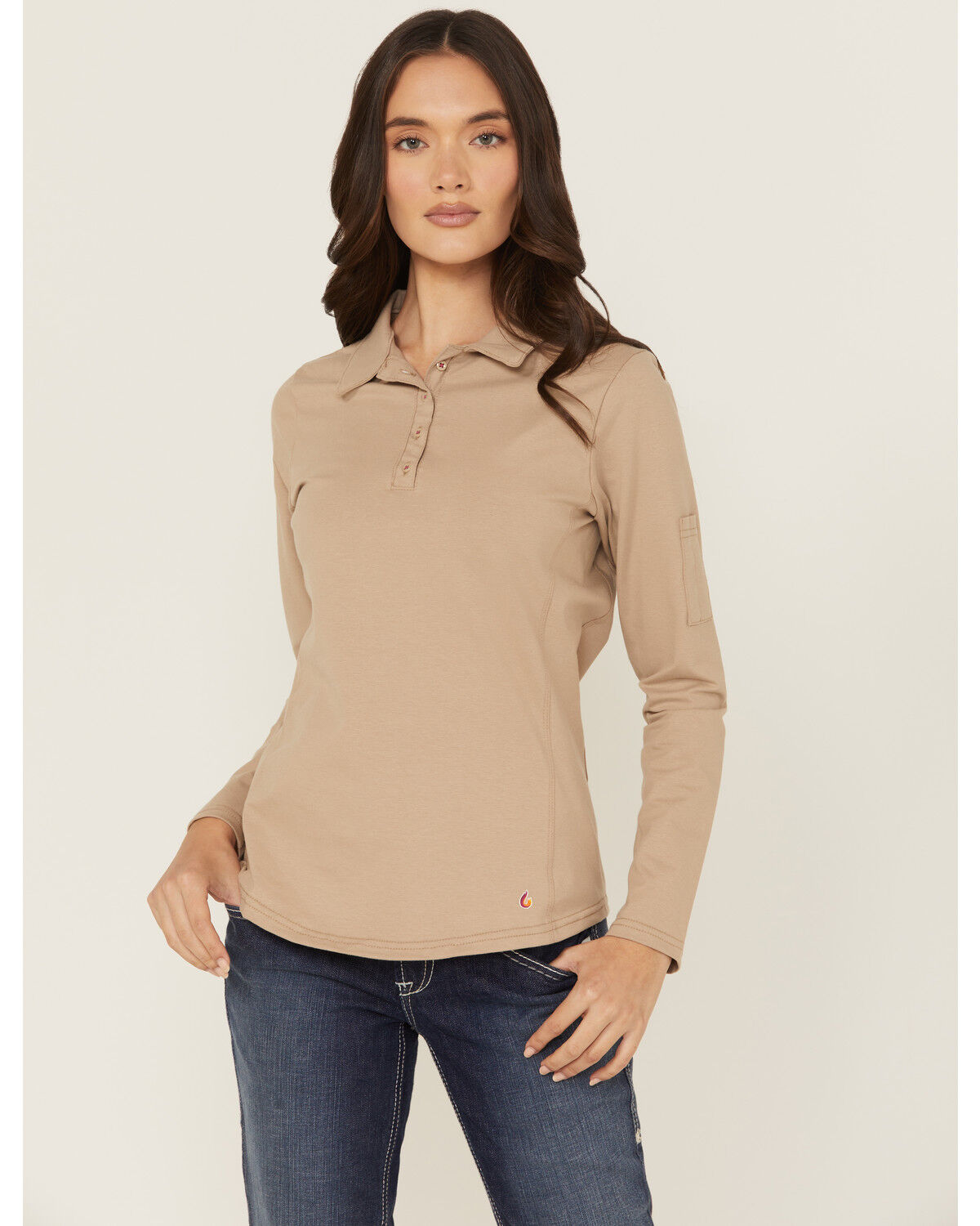 Lapco Women's FR Solid Knit Long Sleeve Polo Work Shirt