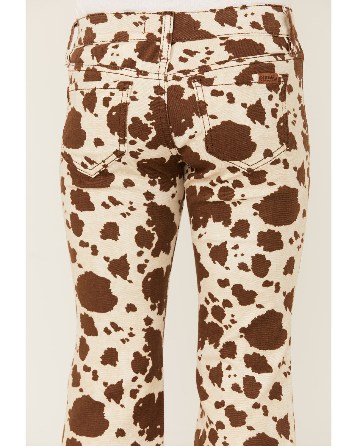Rock & Roll Denim Girls' Cow Print Flare Stretch Denim Jeans