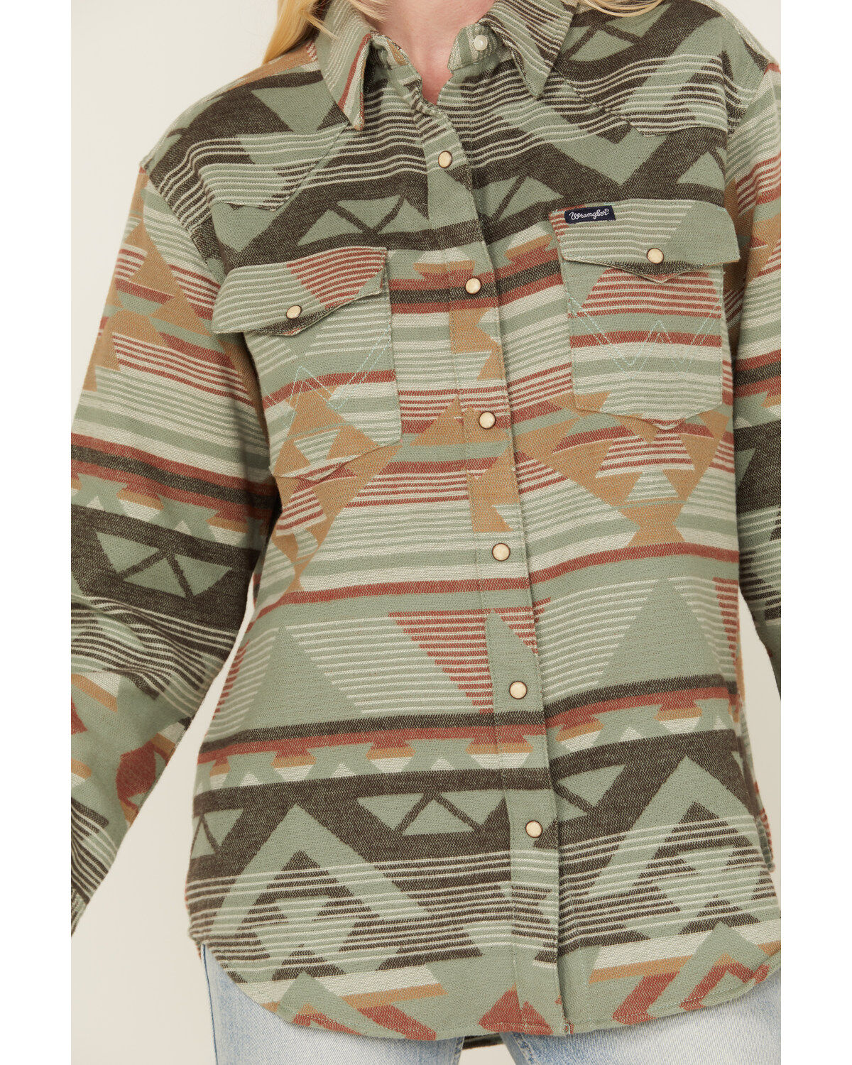 Wrangler Retro Women's Southwestern Long Sleeve Pearl Snap Western Shirt