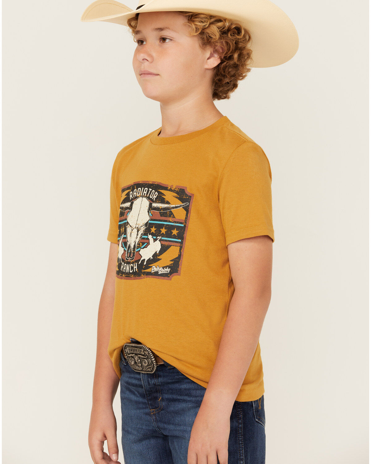 Rock & Roll Denim Boys' Dale Brisby Steer Head Short Sleeve Graphic T-Shirt