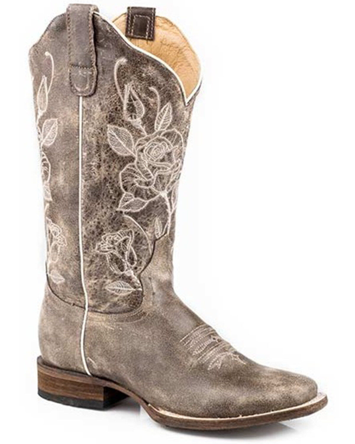 Roper Women's Desert Rose Extra Wide Floral Shaft Western Boots - Square Toe