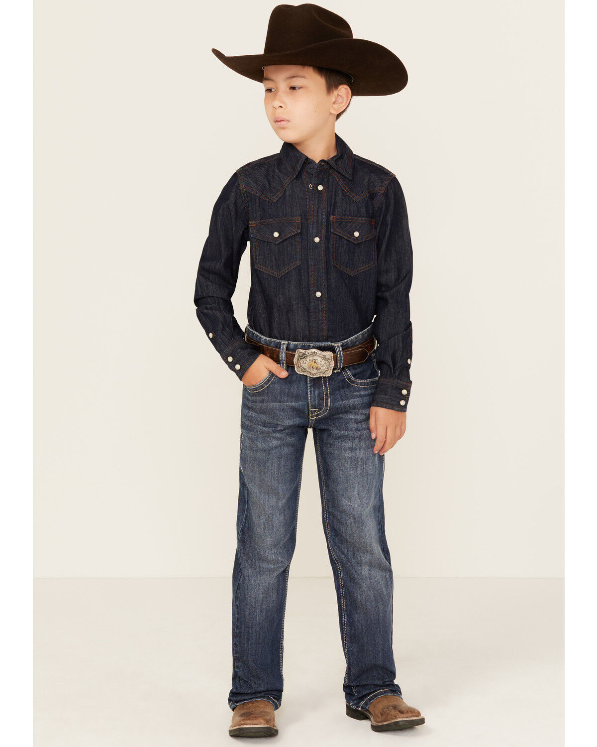 Rock & Roll Denim Boys' Embroidered Bootcut Stretch Denim Jeans