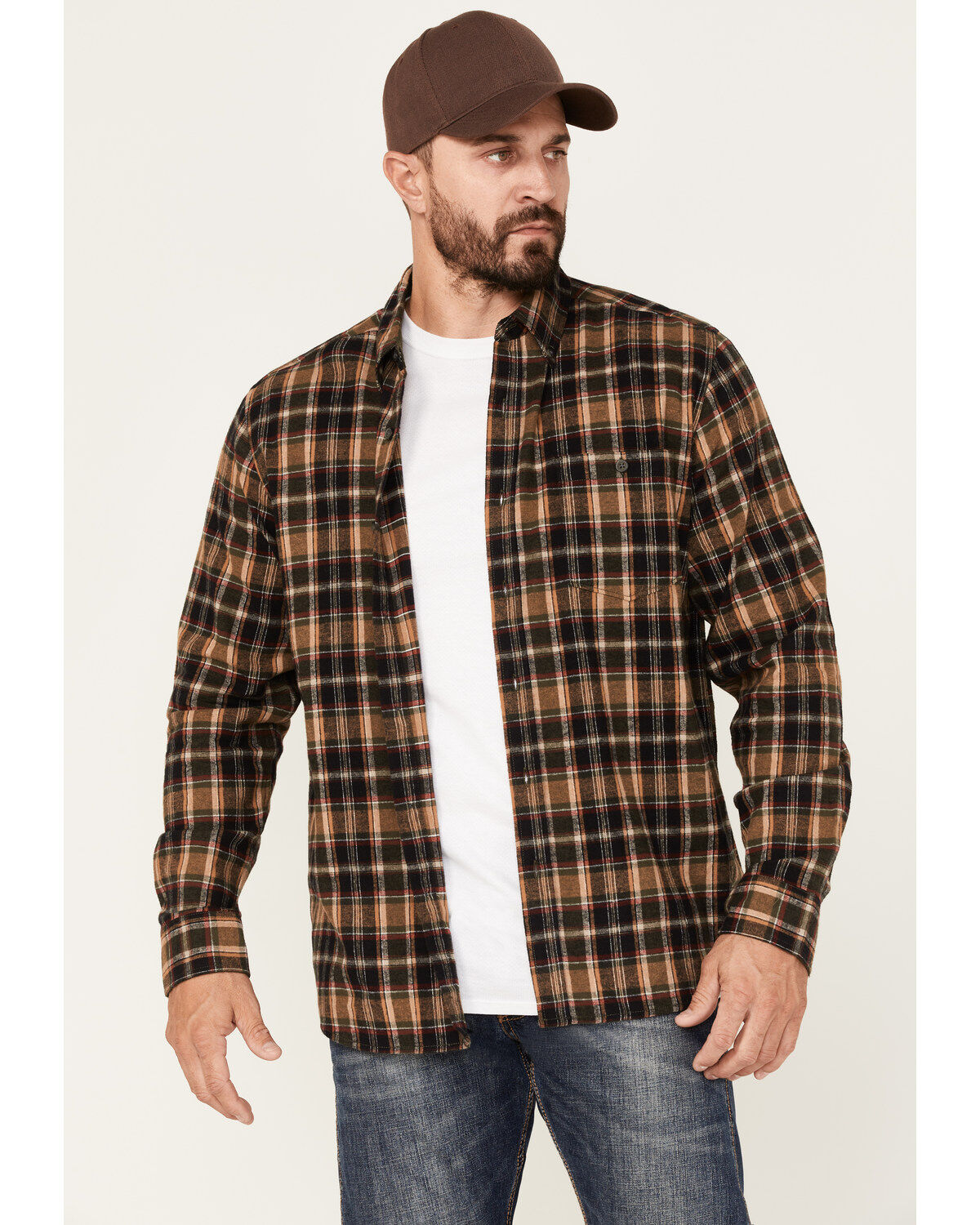 North River Men's Small Plaid Print Long Sleeve Button-Down Flannel Shirt