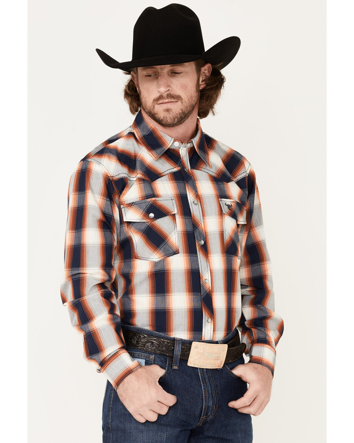 Cowboy Hardware Men's Hombre Large Plaid Pearl Snap Western Shirt