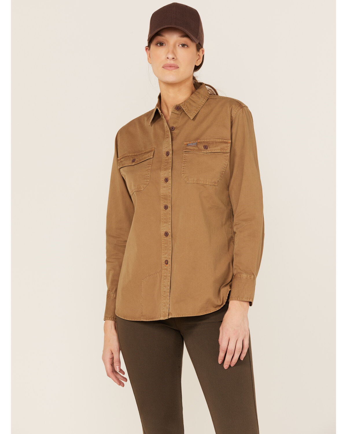 Ariat Women's Rebar Washed Twill Long Sleeve Button Down Work Shirt
