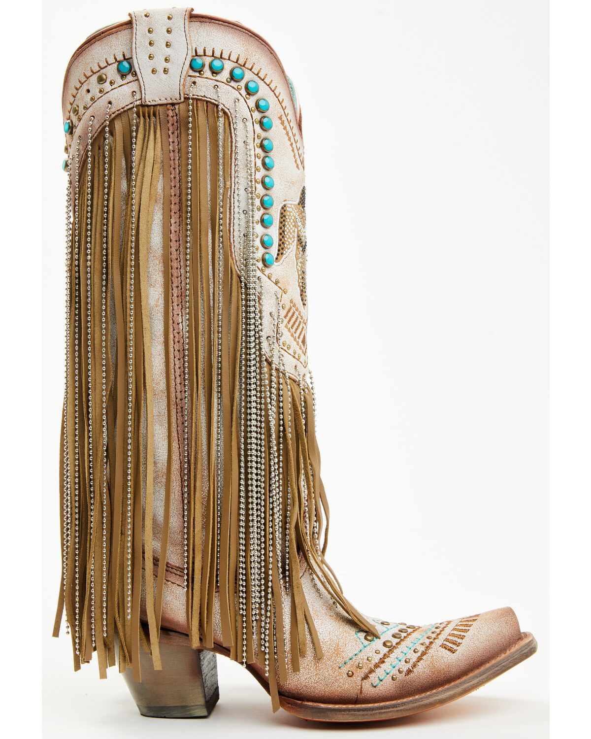 Corral Women's Embroidered and Crystal Eagle Fringe Western Boots - Snip Toe
