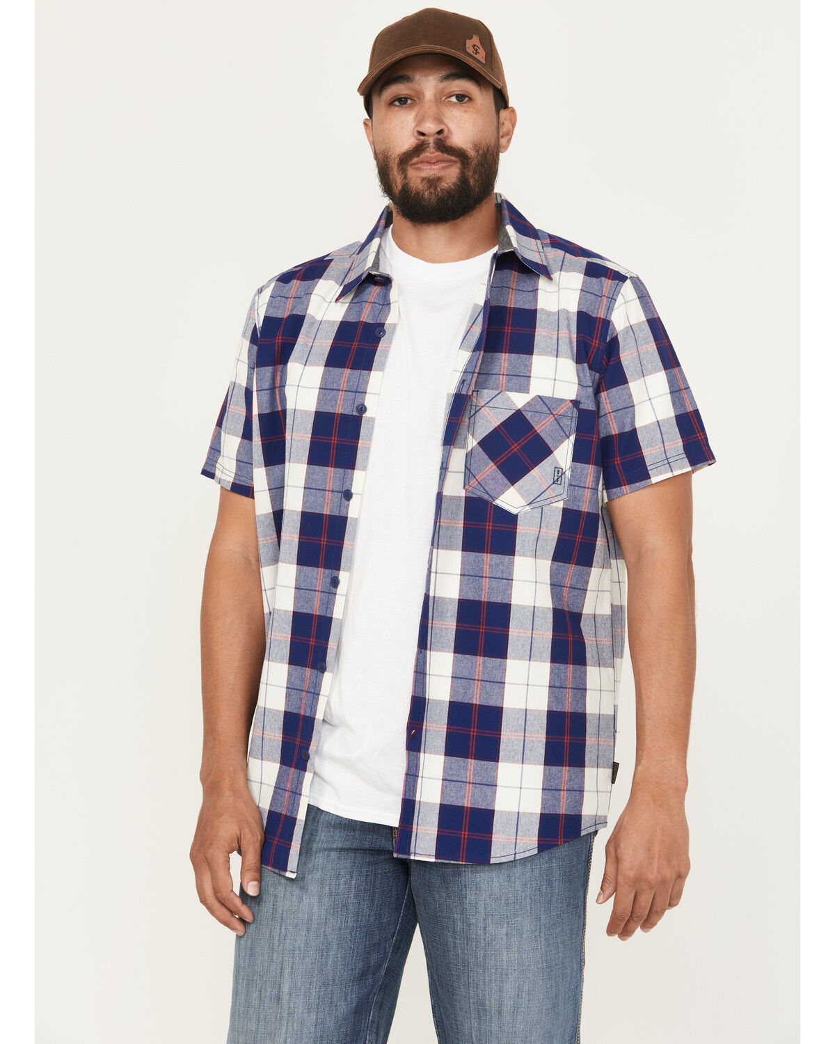 Brothers And Sons Calaveras Plaid Print Short Sleeve Button-Down Western Shirt
