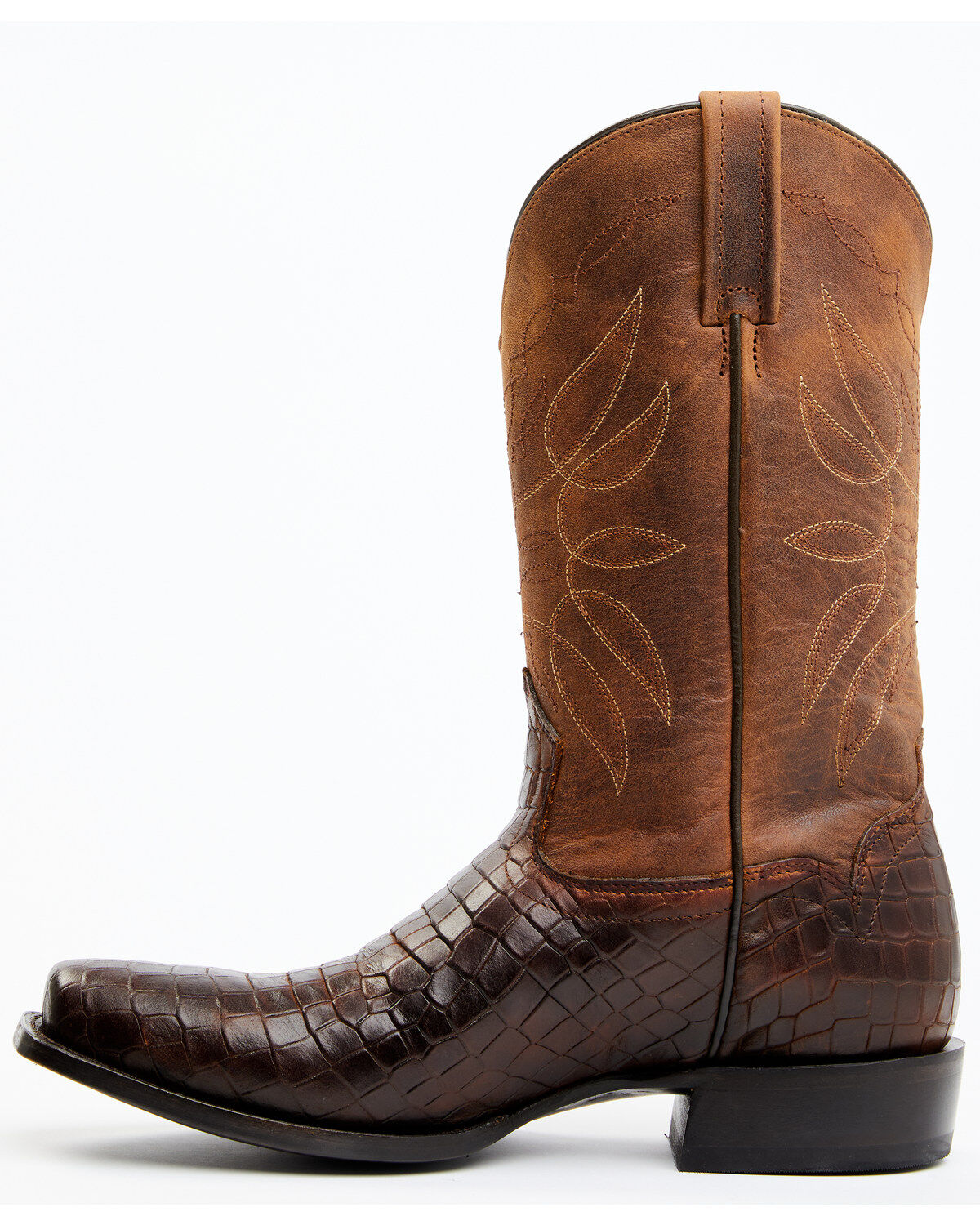 Moonshine Spirit Men's Madison Brown Printed Leather Western Boots - Square Toe