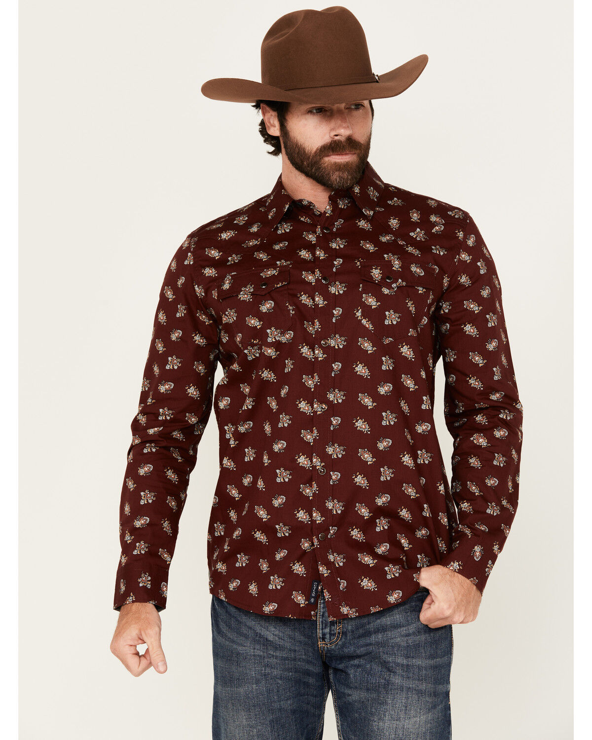 Moonshine Spirit Men's Nightmare Paisley Print Long Sleeve Snap Western Shirt