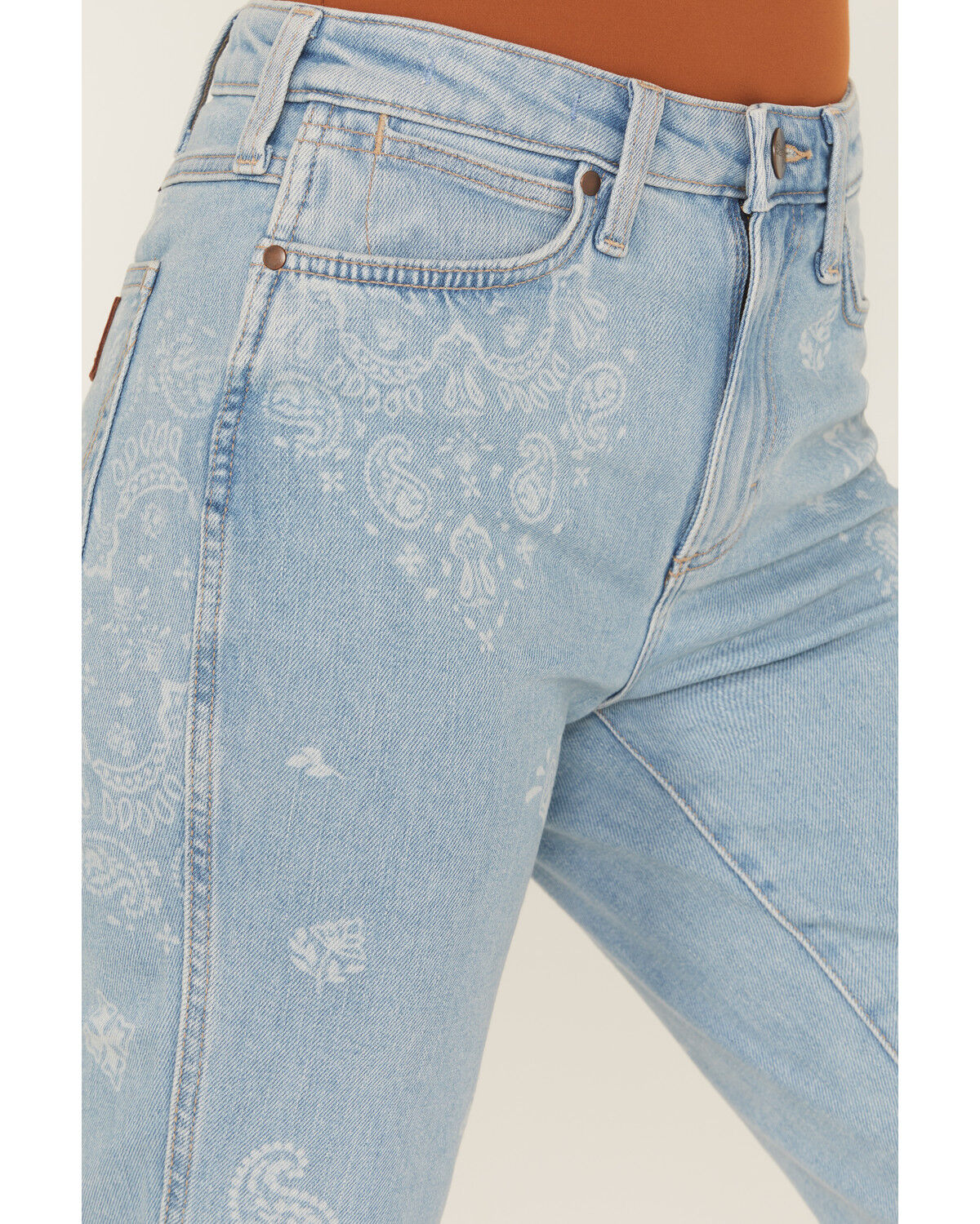 Wrangler Retro Women's Bailey High Rise Paisley Print Flare Stretch Denim Jeans