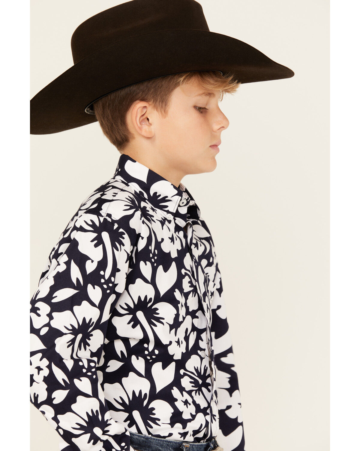 Cinch Boys' Floral Print Long Sleeve Button-Down Western Shirt