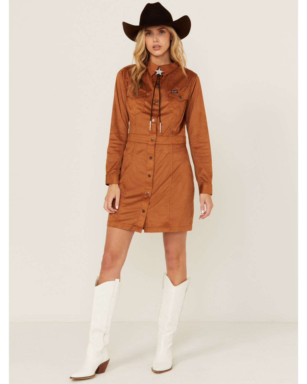 Wrangler Retro Women's Suede Long Sleeve Mini Dress