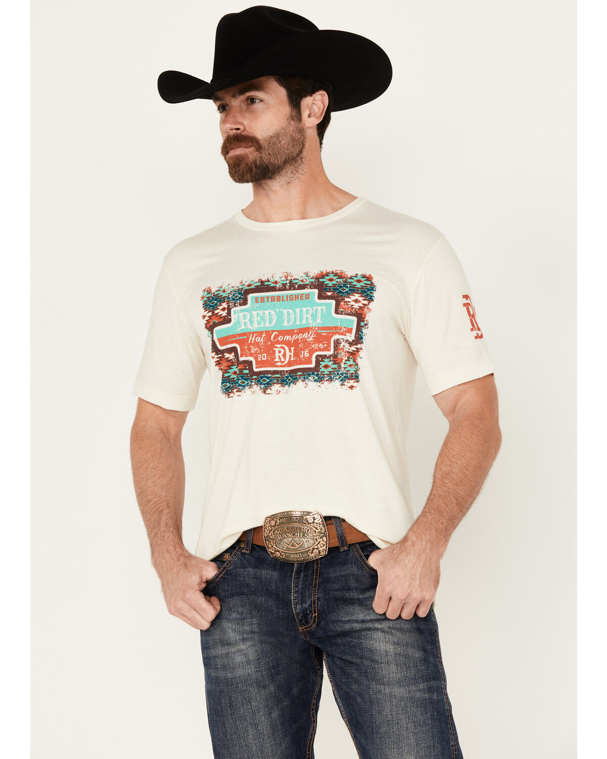 Red Dirt Hat Men's Taco Shop Southwestern Print Logo Short Sleeve Graphic T-Shirt