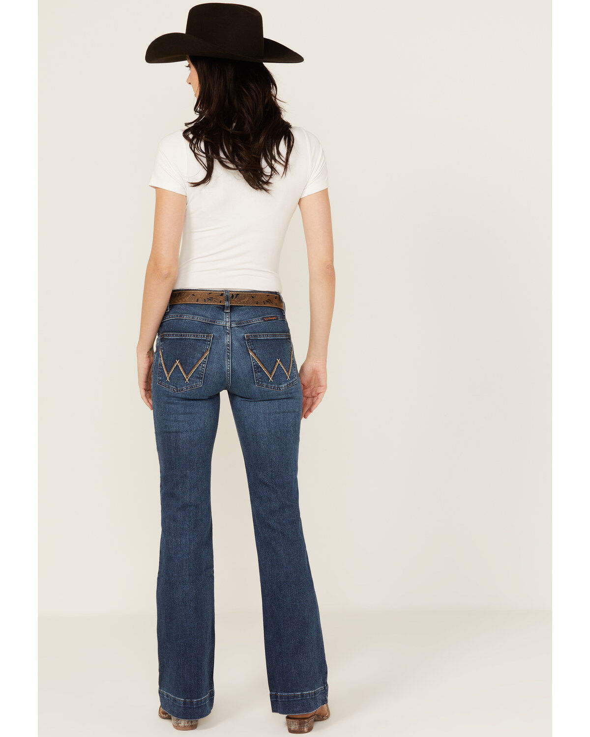 Wrangler Women's Parker Dark Wash Mid Rise Ultimate Riding Trouser Stretch Denim Jeans