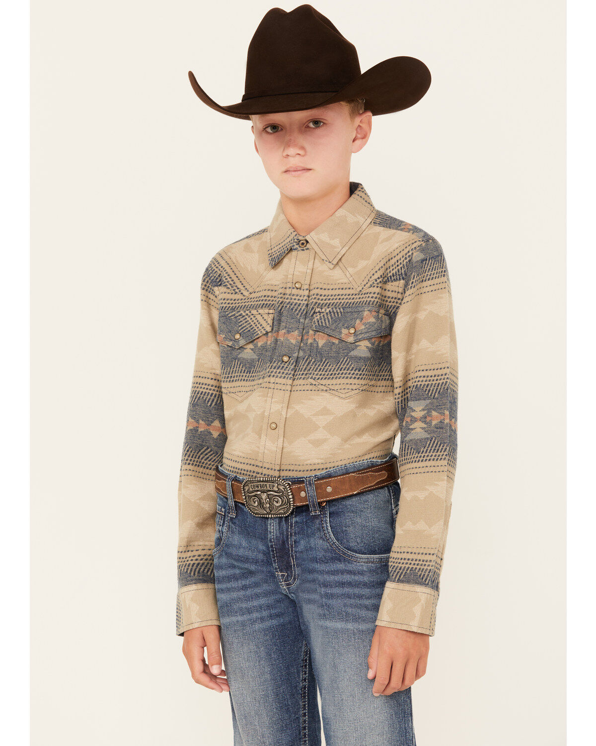 Cody James Boys' Arrow Bear Long Sleeve Snap Flannel