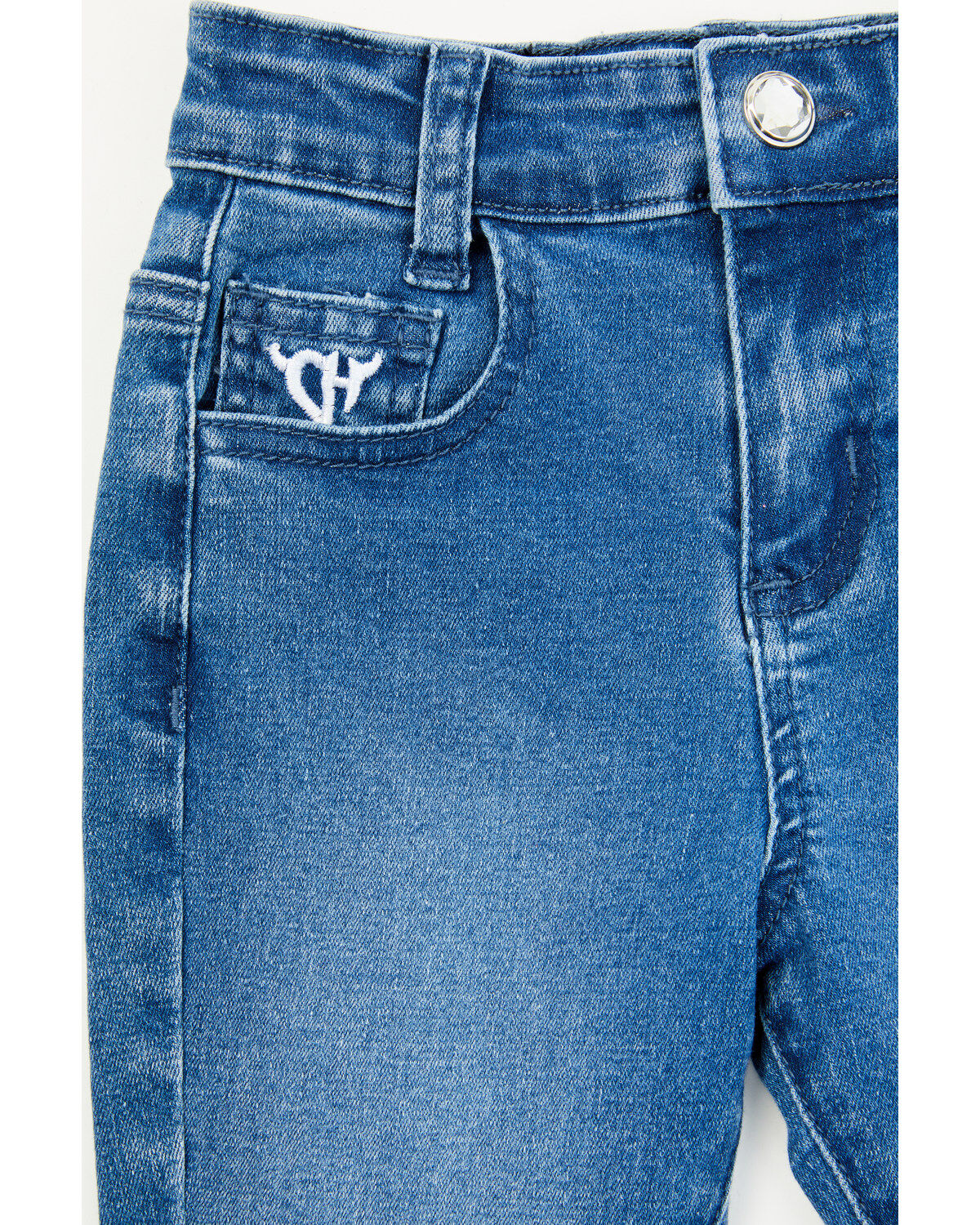 Cowgirl Hardware Toddler Girls' Leopard Print Side Ruffle Flare Jeans