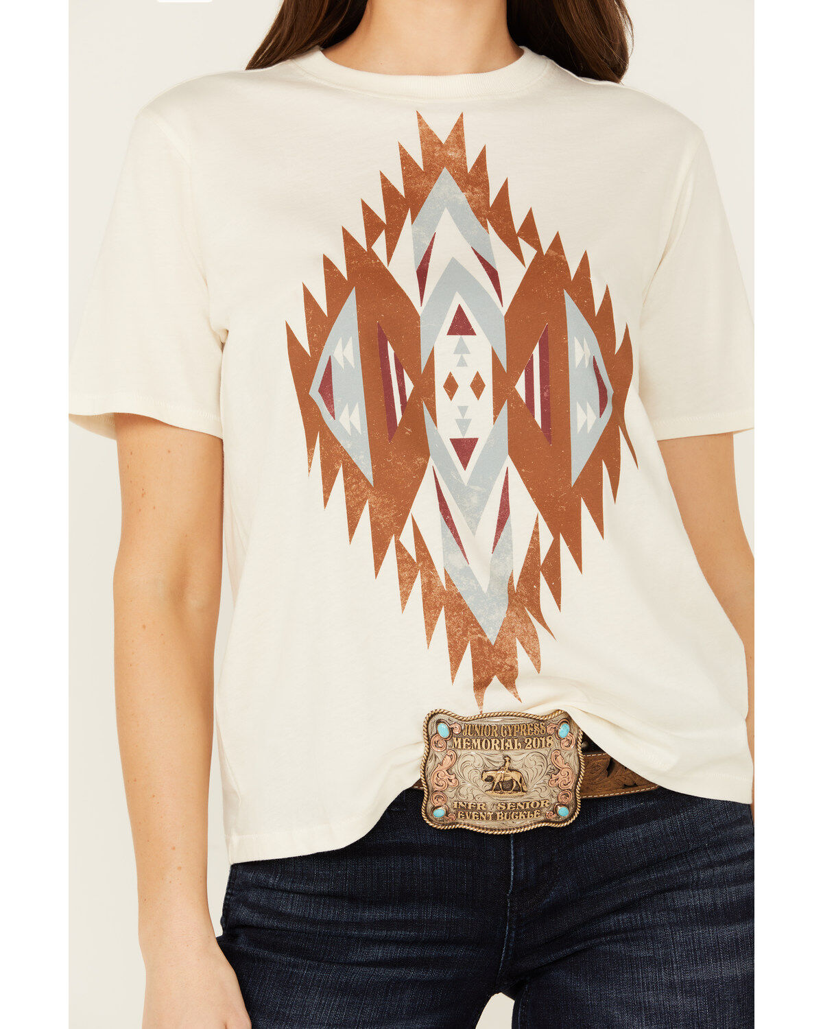 Shyanne Women's Sundance Southwestern Print Short Sleeve Boyfriend Graphic Tee