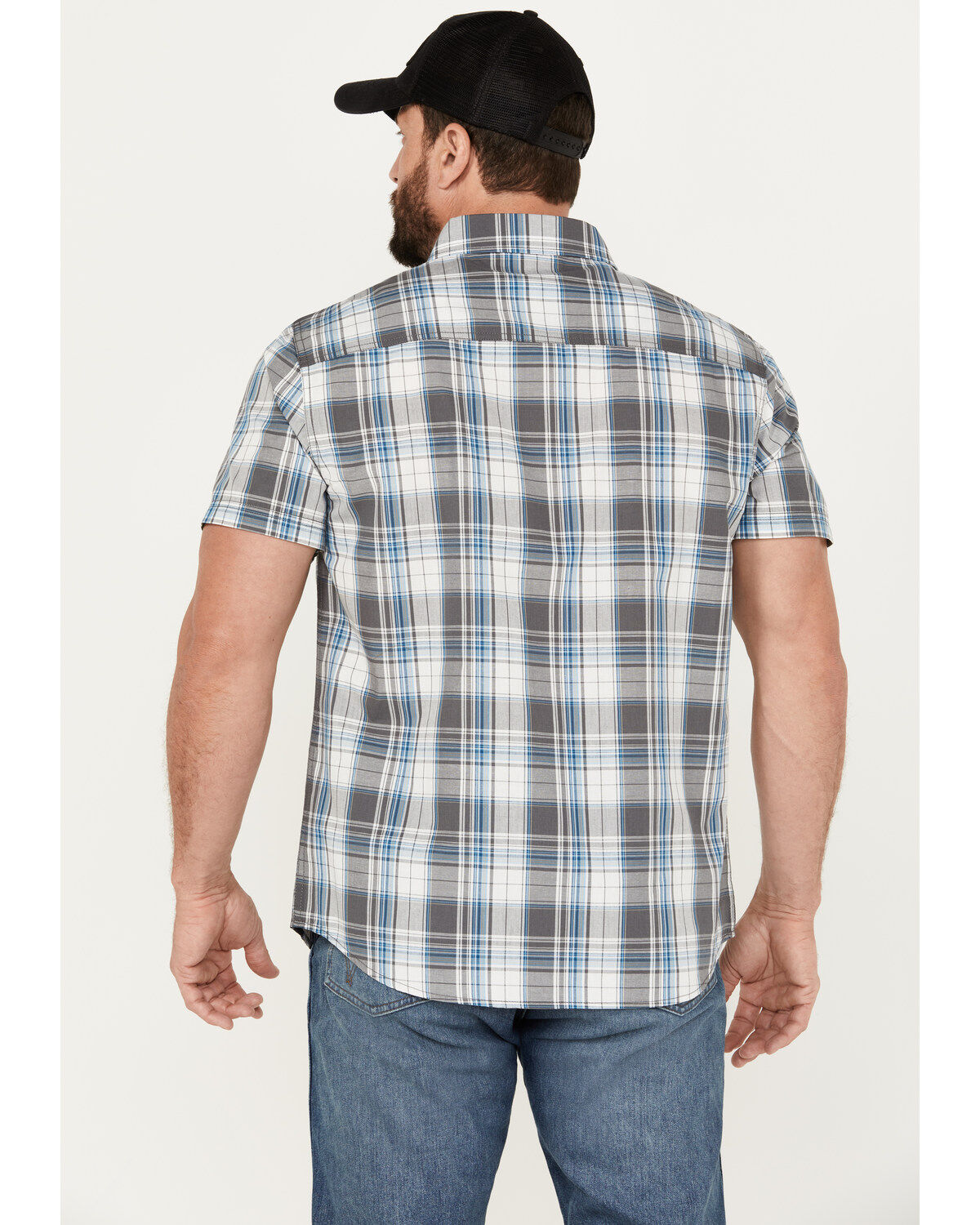 Brothers and Sons Men's Wagoner Plaid Print Short Sleeve Button-Down Western Shirt