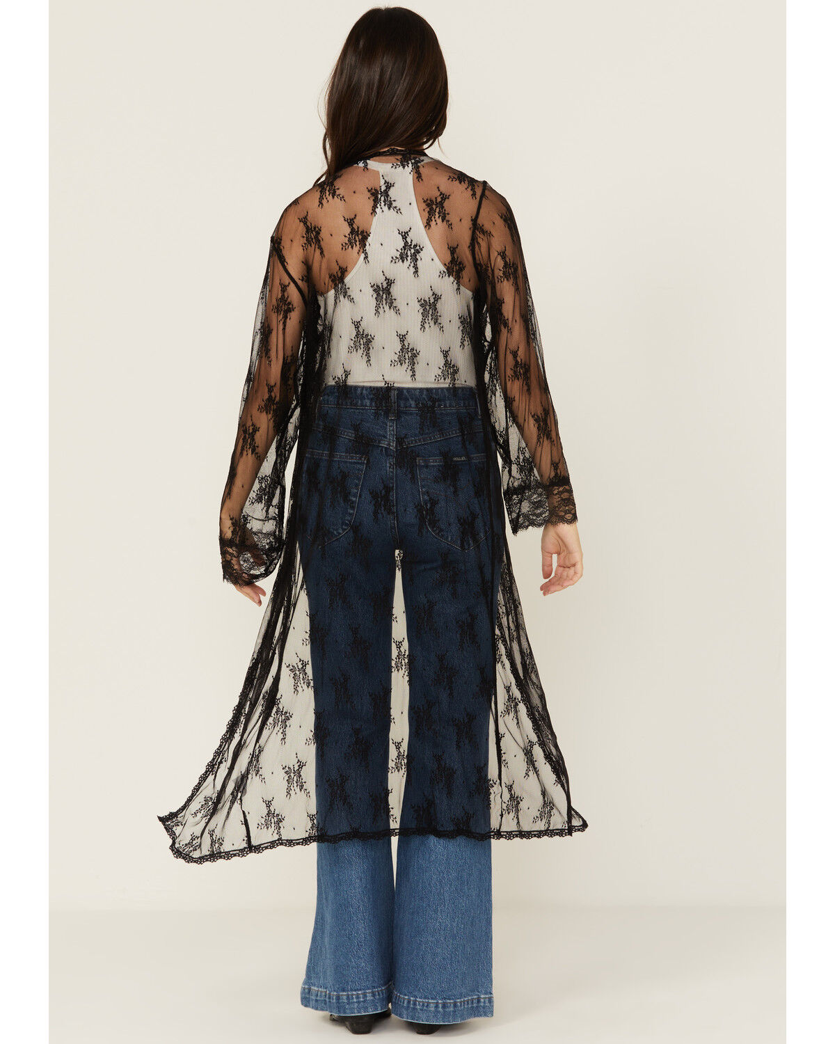 Beyond The Radar Women's Lace Long Sleeve Kimono