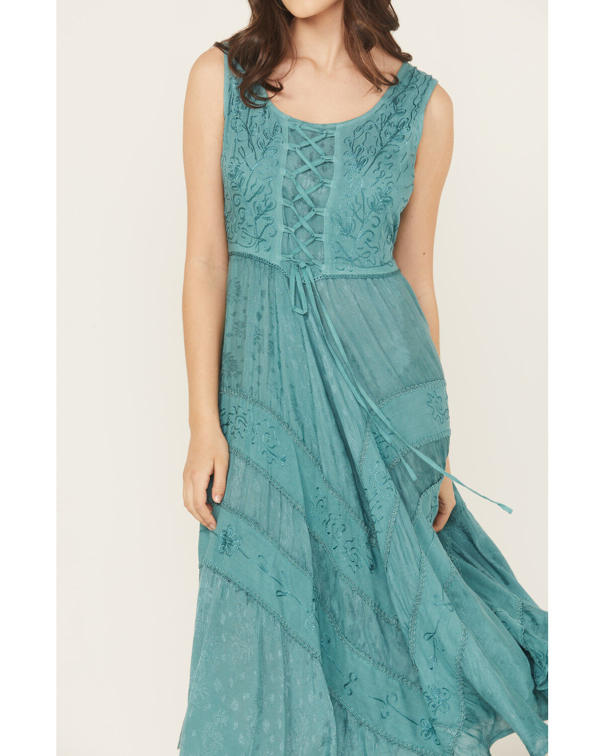 Scully Women's Lace-Up Jacquard Midi Dress