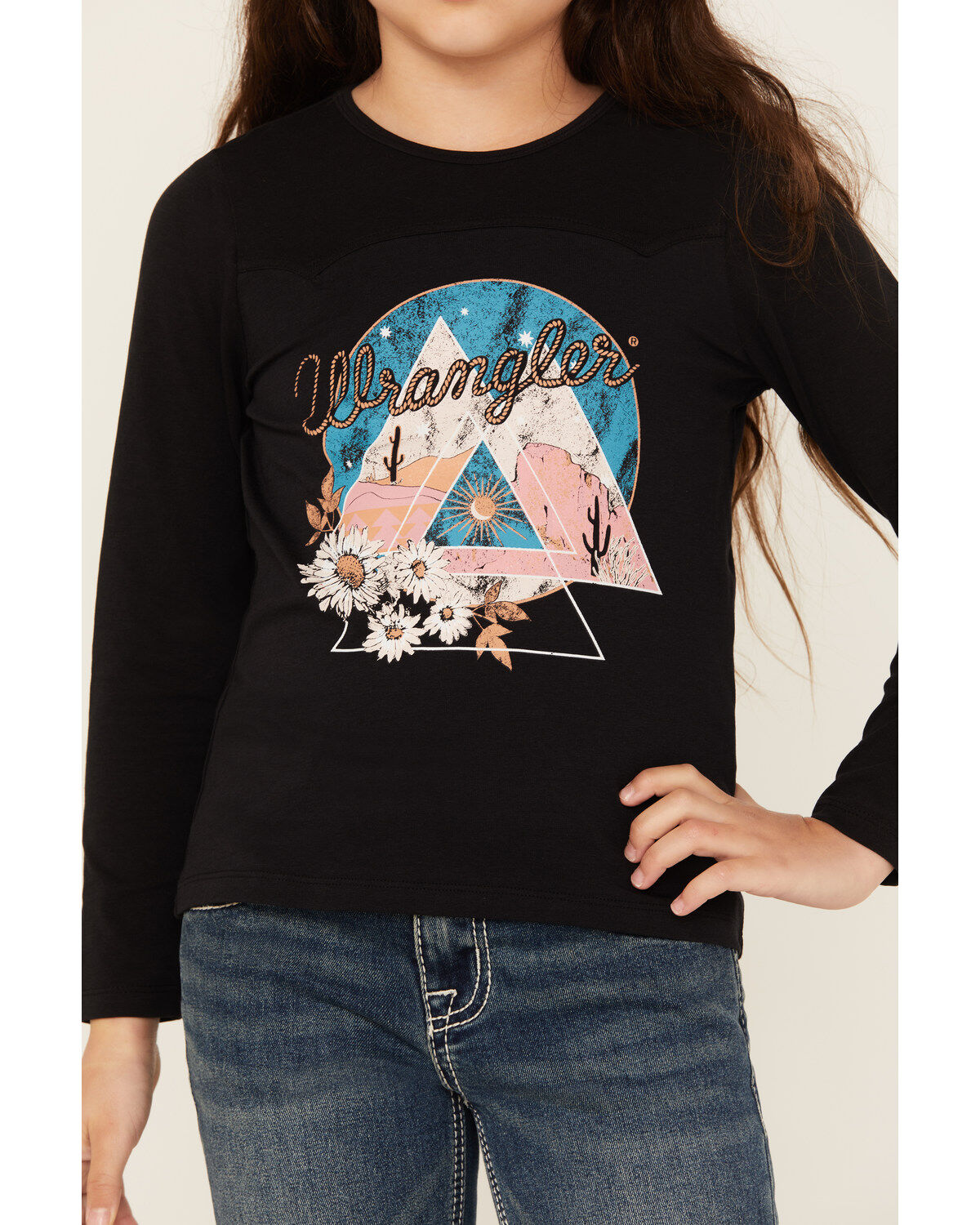 Wrangler Girls' Desert Scene Long Sleeve Graphic T-Shirt