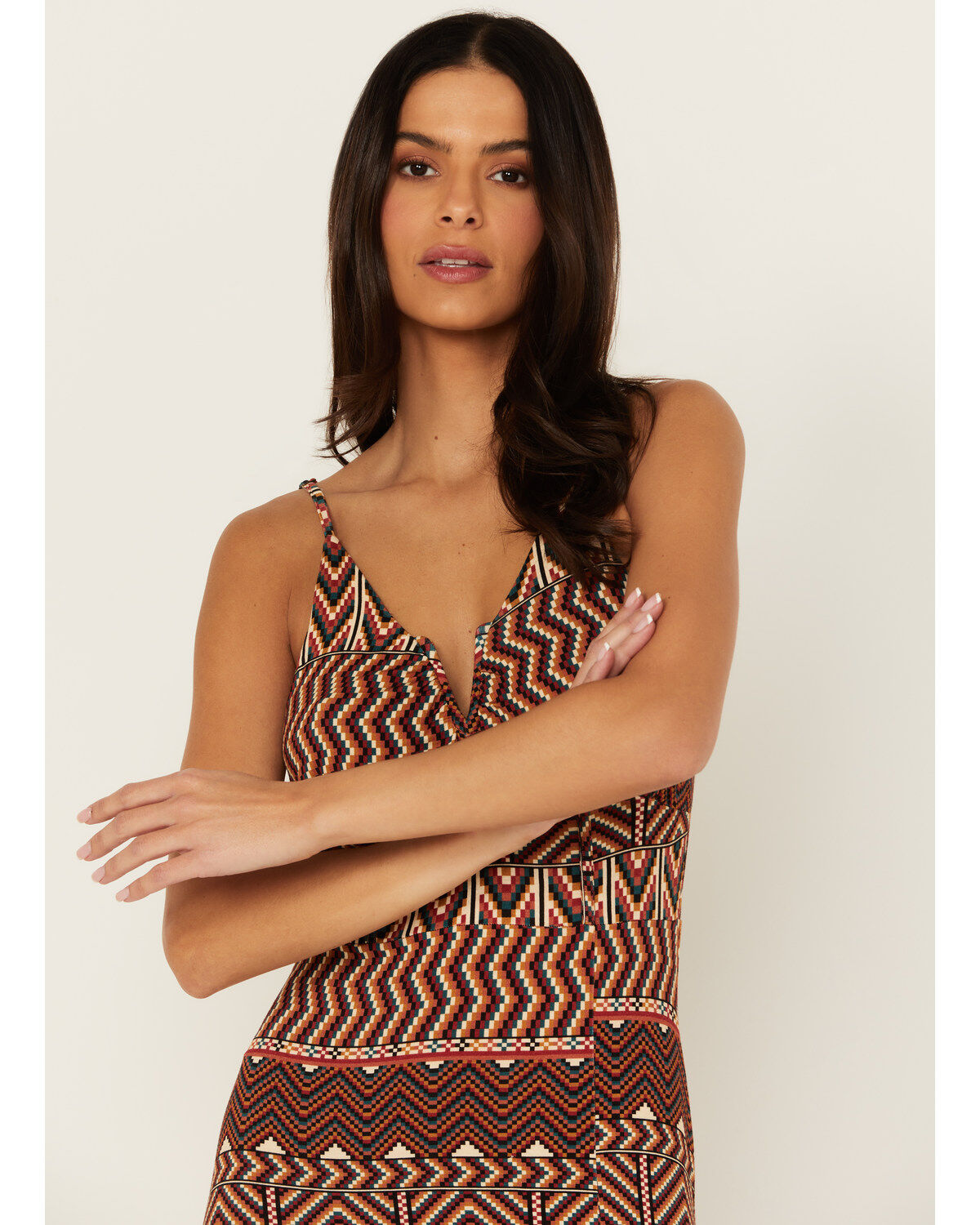 Rock & Roll Denim Women's Sleeveless Geo Print Maxi Dress